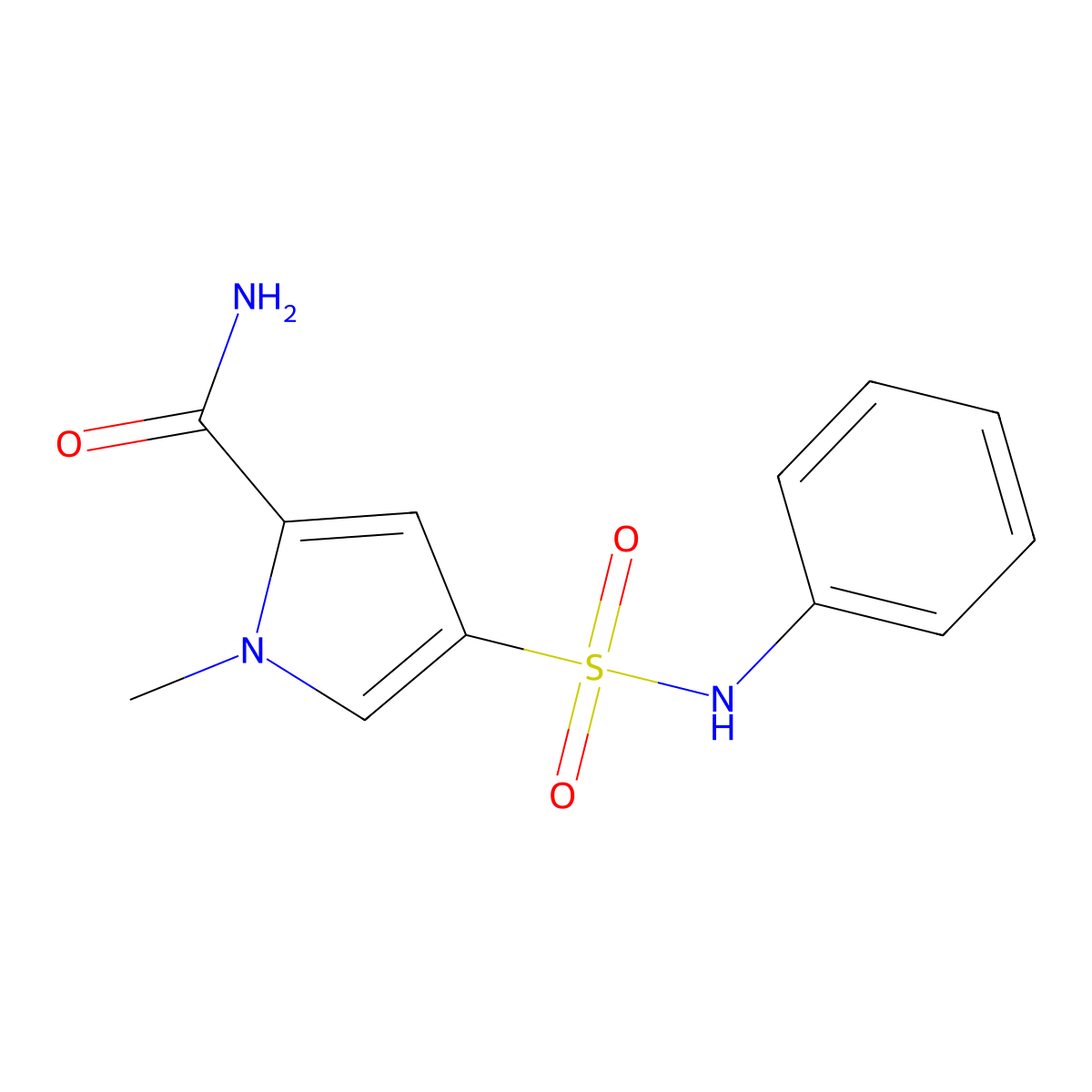 1-methyl-4-(phenylsulfamoyl)-1H-pyrrole-2-carboxamide molecular structure, CAS 1000932-96-6