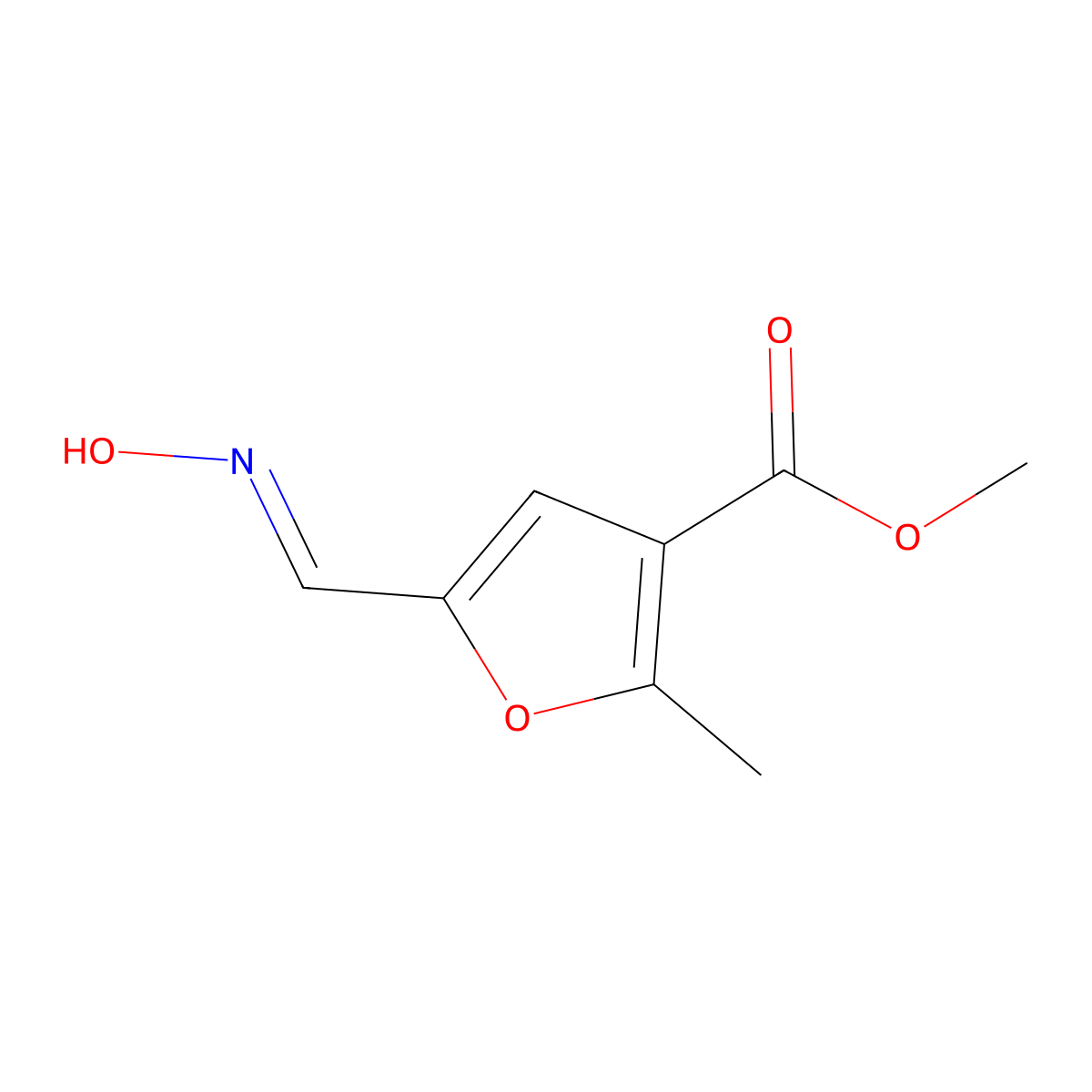 Methyl 5-[(hydroxyimino)methyl]-2-methylfuran-3-carboxylate molecular structure, CAS 1000932-97-7