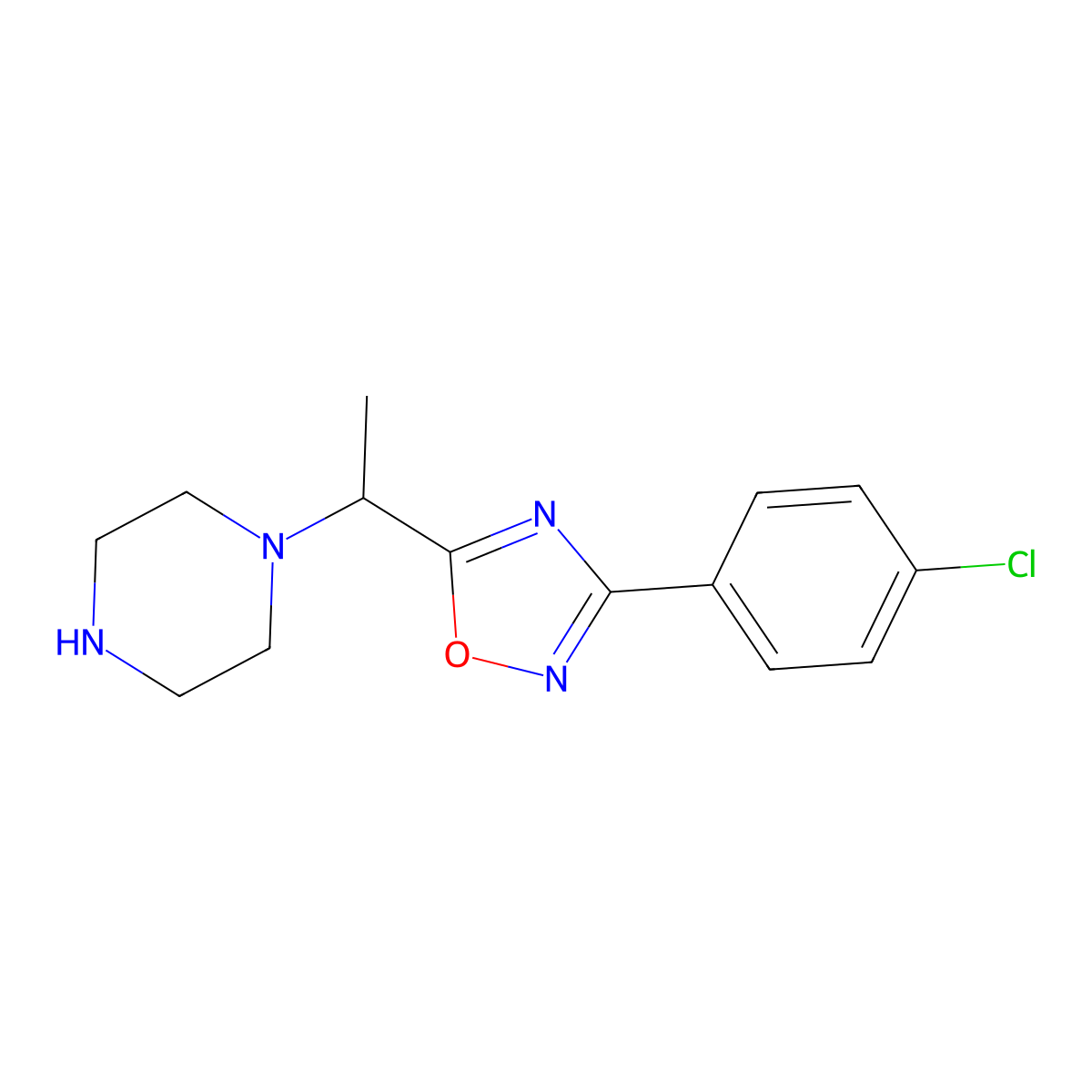 1-{1-[3-(4-Chlorophenyl)-1,2,4-oxadiazol-5-yl]ethyl}piperazine molecular structure, CAS 1000933-05-0