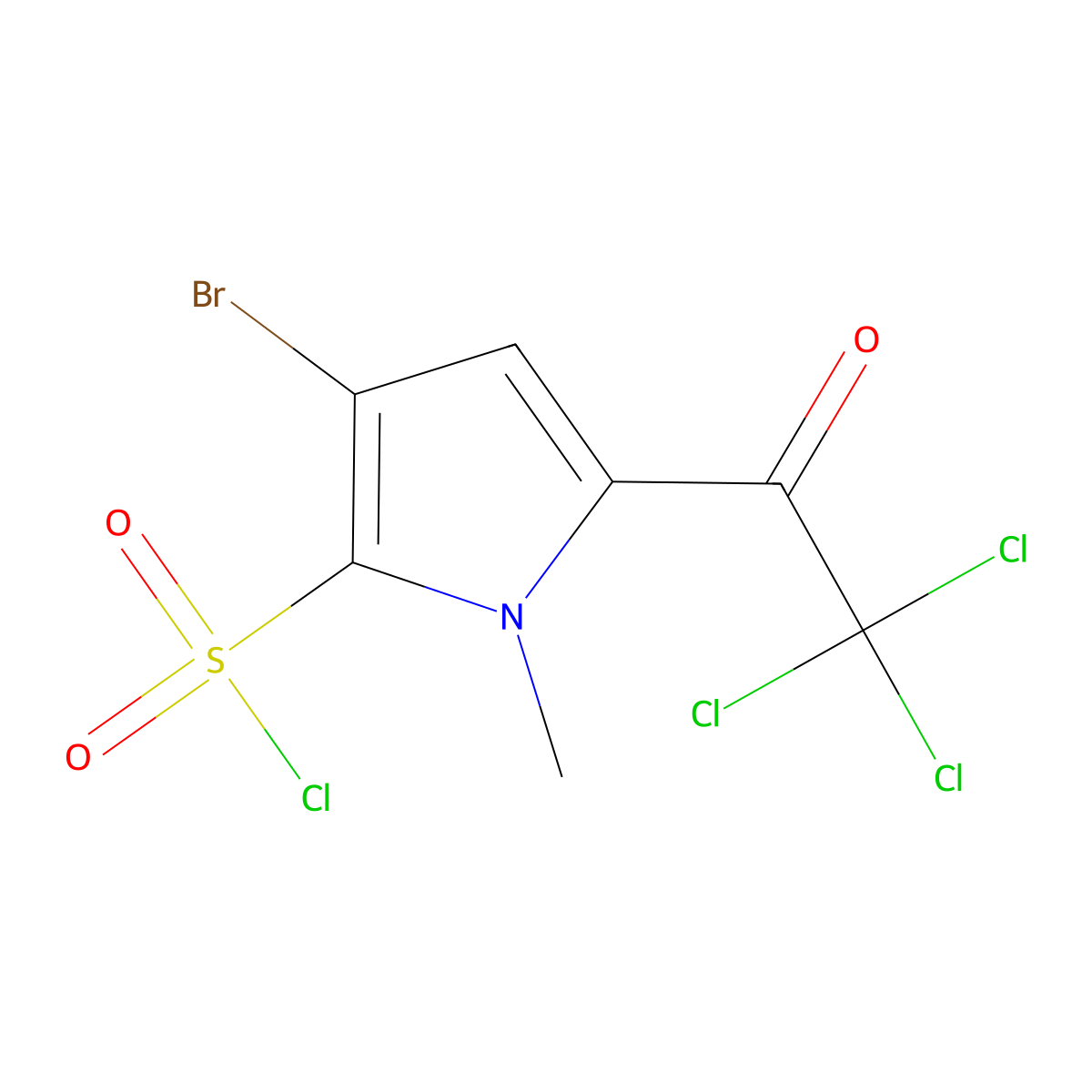 3-bromo-1-methyl-5-(trichloroacetyl)-1H-pyrrole-2-sulfonyl chloride molecular structure, CAS 1000933-09-4