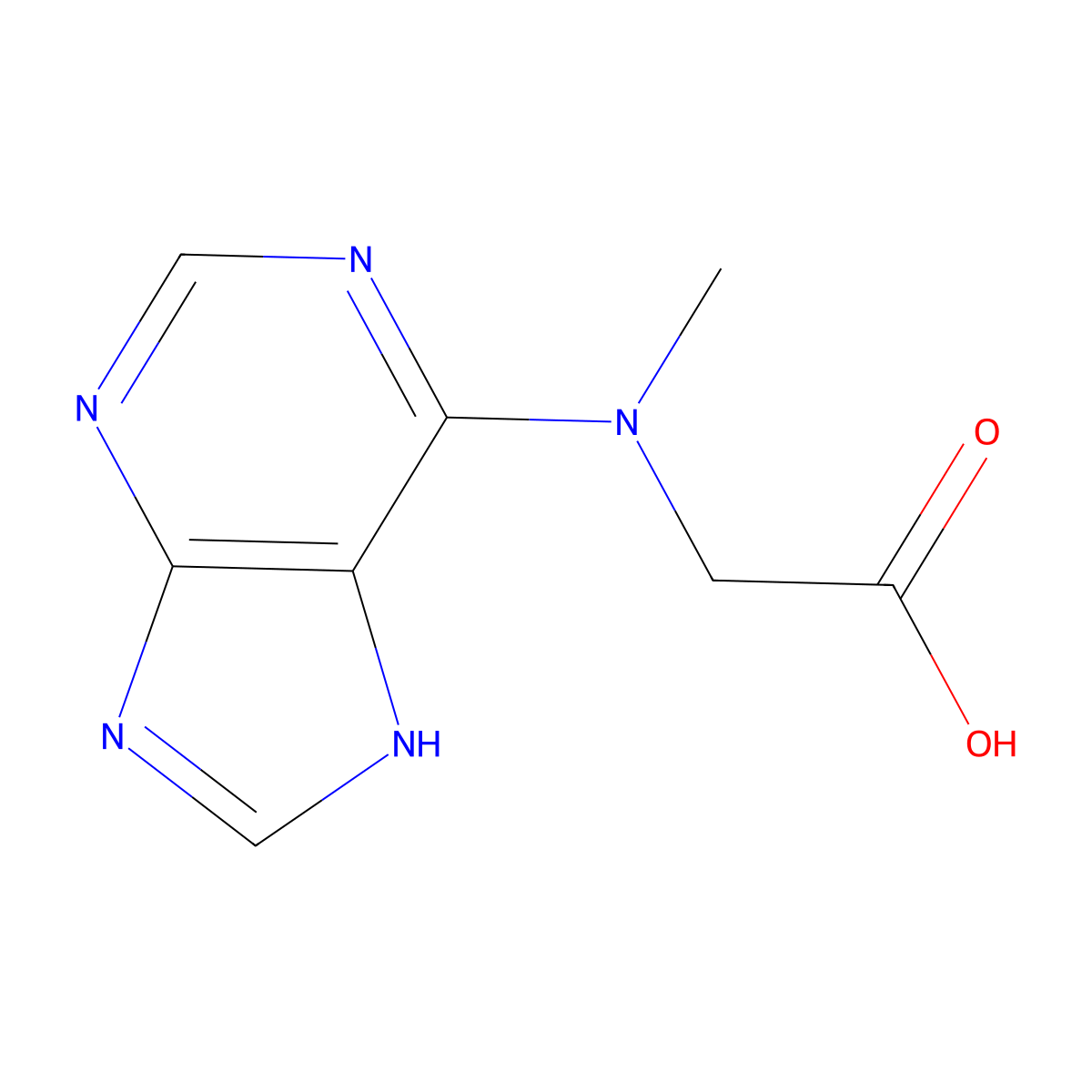 2-[methyl(7H-purin-6-yl)amino]acetic acid molecular structure, CAS 1000933-27-6