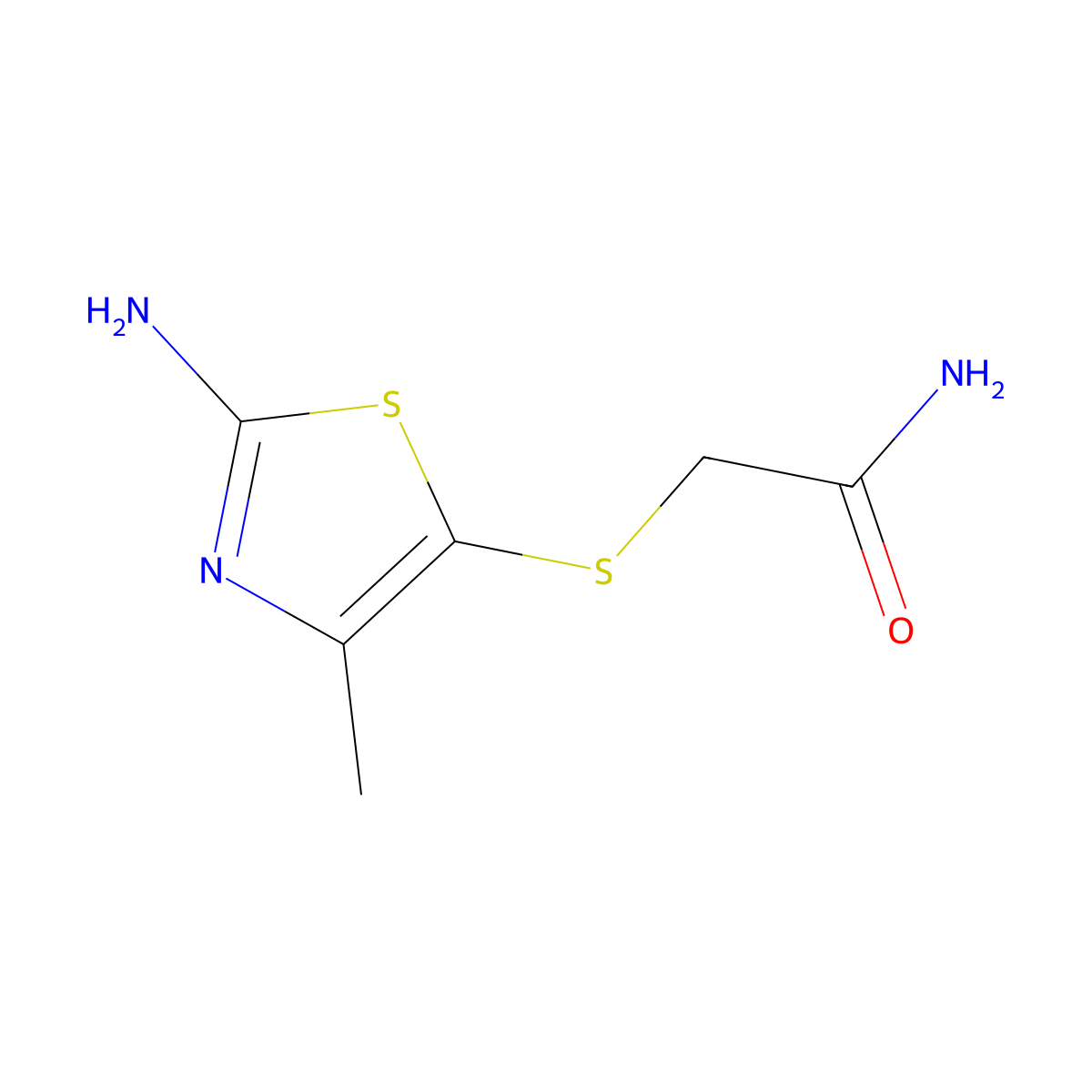 2-((2-Amino-4-methyl-1,3-thiazol-5-yl)sulfanyl)acetamide molecular structure, CAS 1000933-46-9