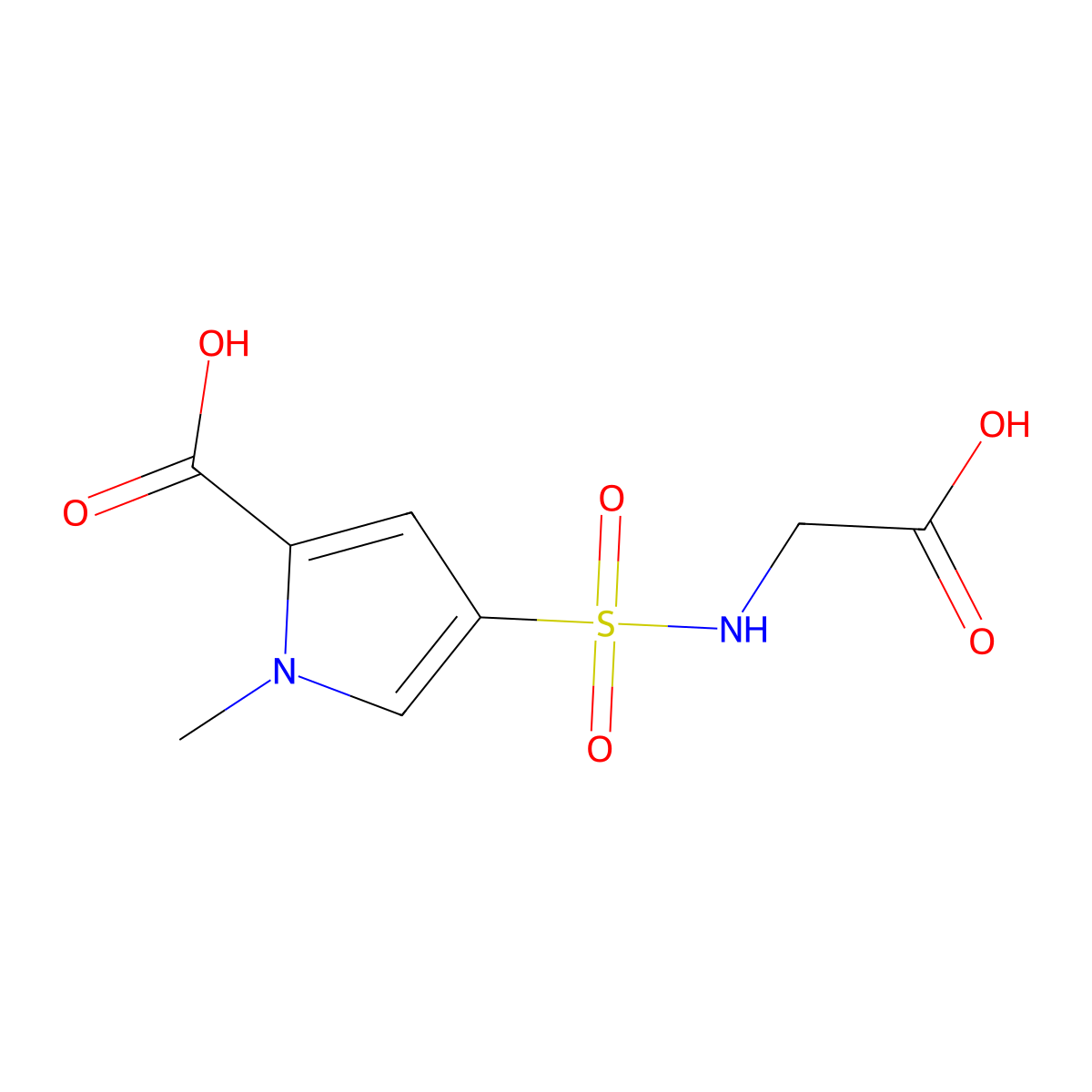 4-[(carboxymethyl)sulfamoyl]-1-methyl-1H-pyrrole-2-carboxylic acid molecular structure, CAS 1000933-49-2