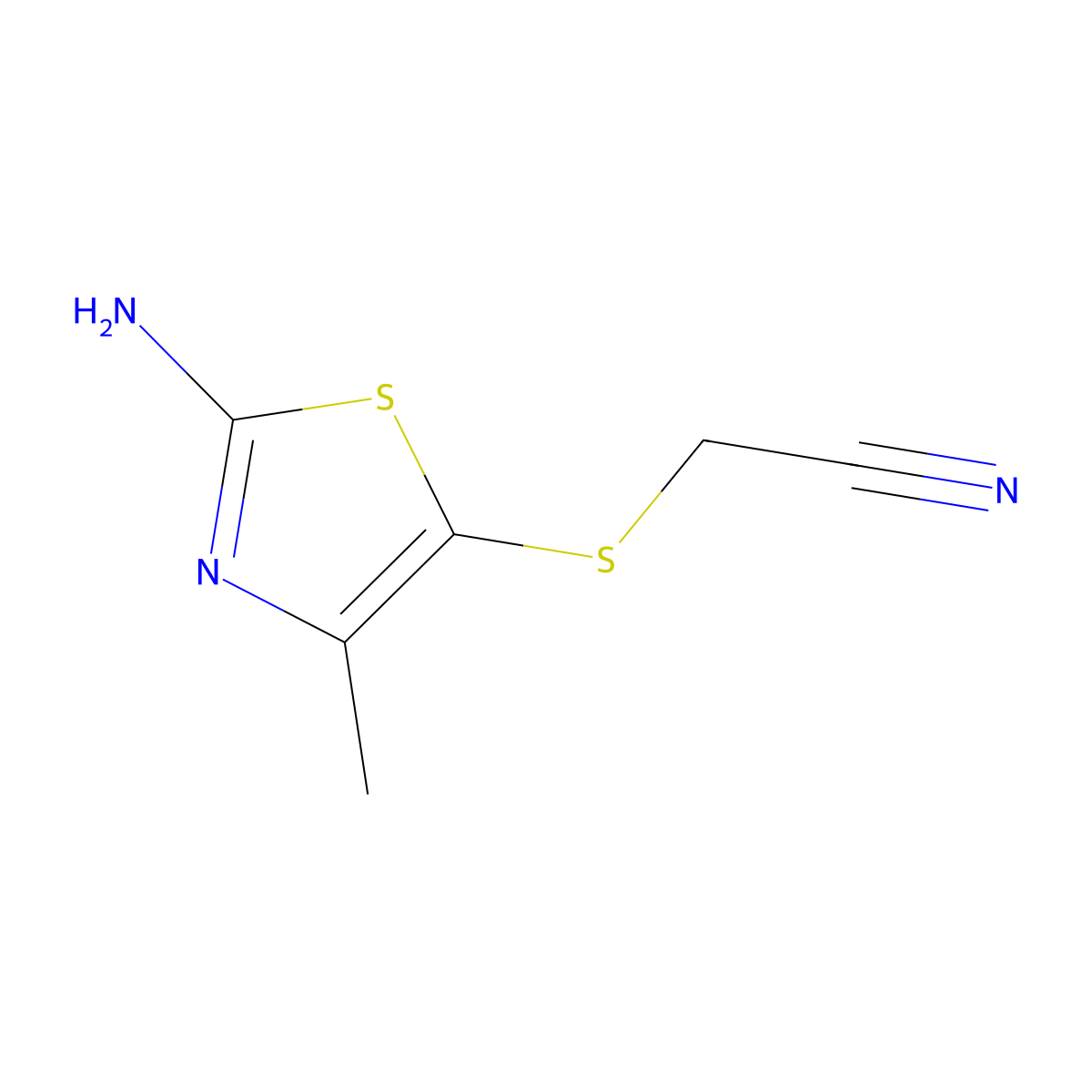2-((2-Amino-4-methyl-1,3-thiazol-5-yl)sulfanyl)acetonitrile molecular structure, CAS 1000933-55-0