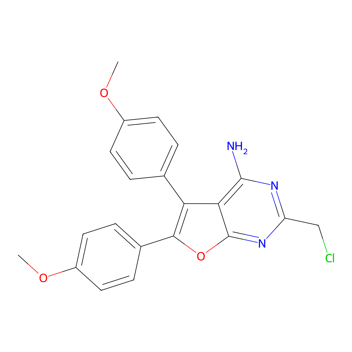 2-(Chloromethyl)-5,6-bis(4-methoxyphenyl)furo[2,3-d]pyrimidin-4-amine molecular structure, CAS 1000933-70-9