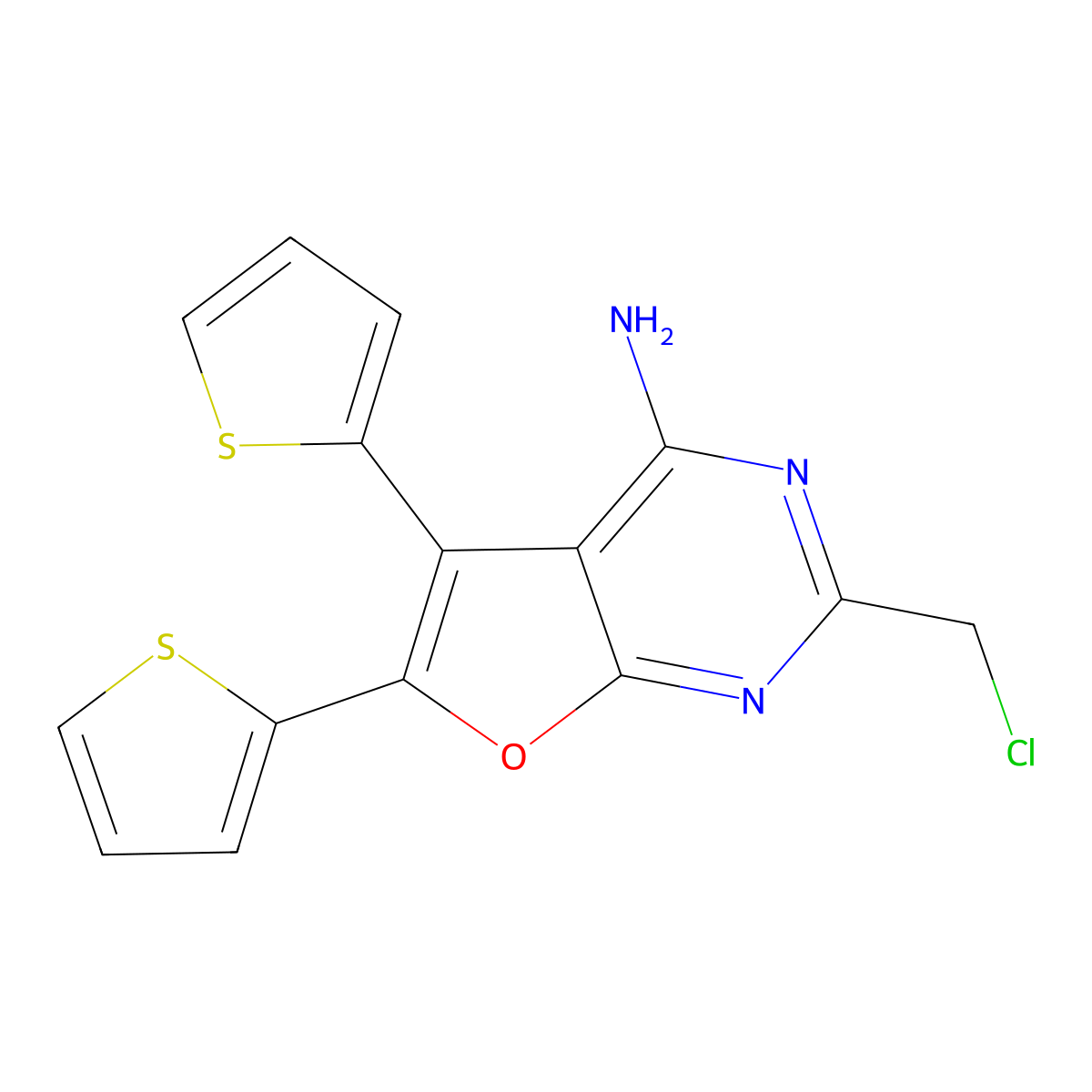2-(Chloromethyl)-5,6-bis(thiophen-2-yl)furo[2,3-d]pyrimidin-4-amine molecular structure, CAS 1000933-79-8