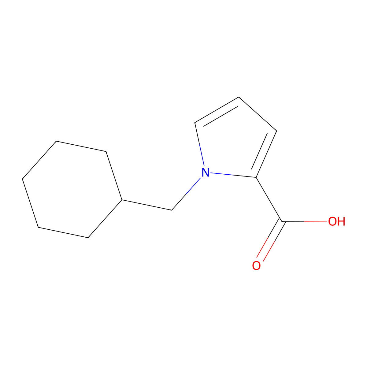 1-(cyclohexylmethyl)-1H-pyrrole-2-carboxylic acid molecular structure, CAS 1000934-13-3