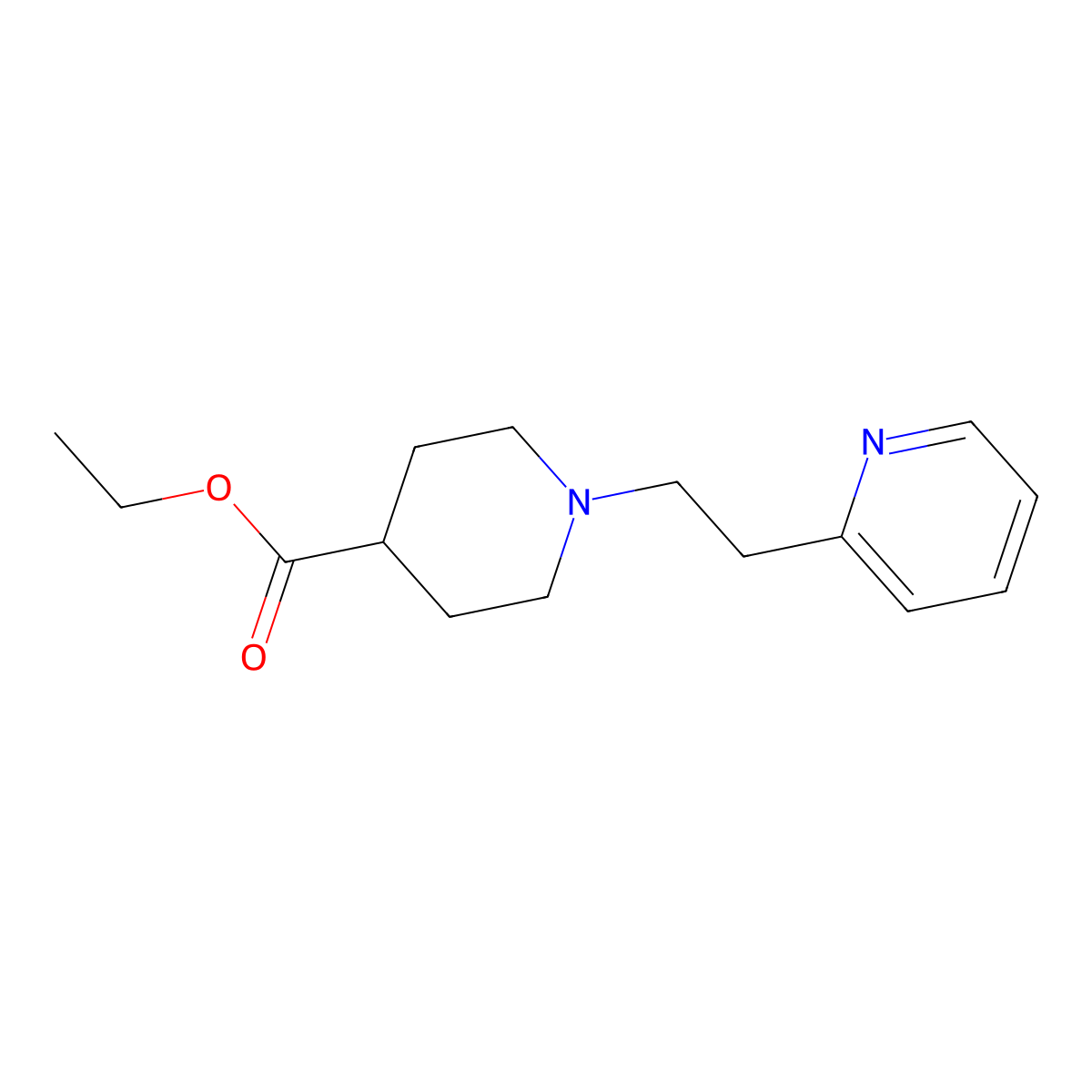 Ethyl 1-(2-pyridin-2-ylethyl)piperidine-4-carboxylate molecular structure, CAS 1000941-29-6