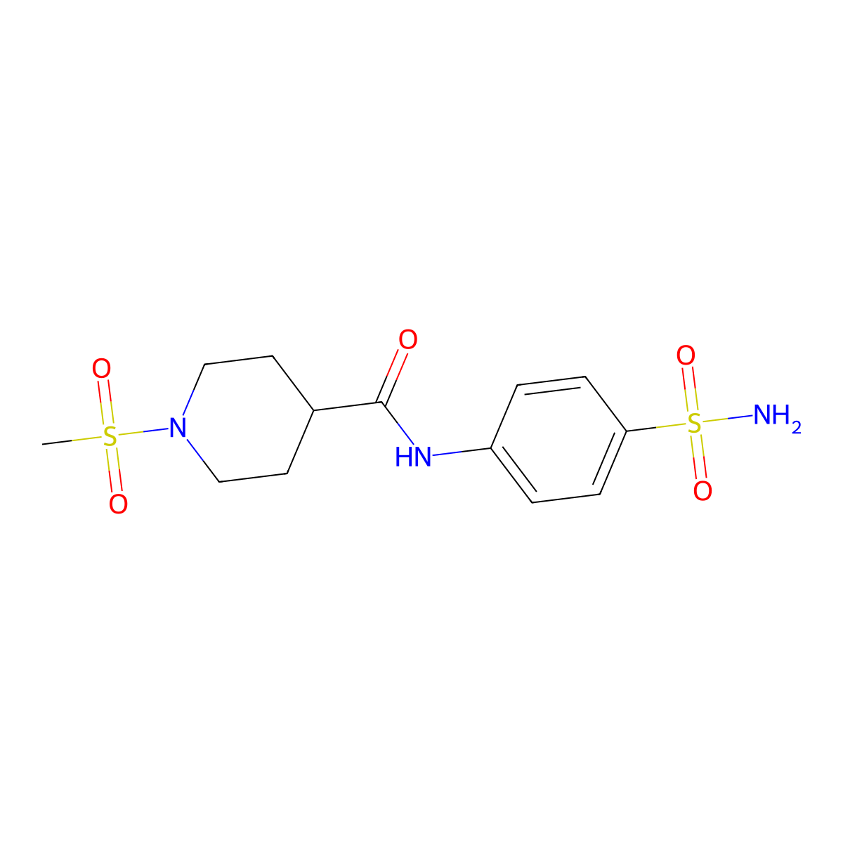 1-methanesulfonyl-N-(4-sulfamoylphenyl)piperidine-4-carboxamide molecular structure, CAS 1000945-53-8