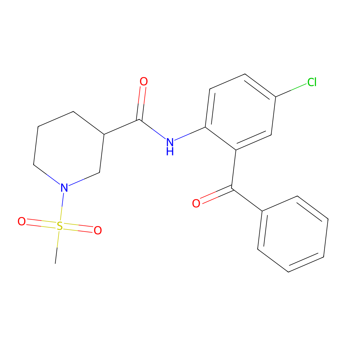 N-(2-benzoyl-4-chlorophenyl)-1-(methylsulfonyl)piperidine-3-carboxamide molecular structure, CAS 1000949-18-7