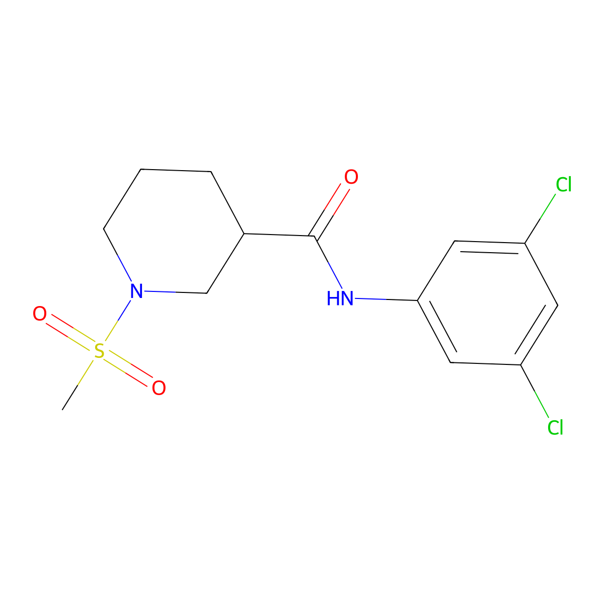 N-(3,5-dichlorophenyl)-1-(methylsulfonyl)piperidine-3-carboxamide molecular structure, CAS 1000949-40-5