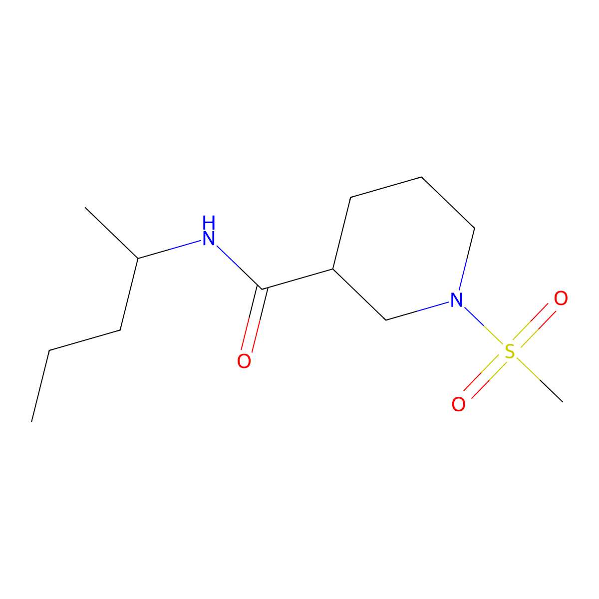 1-(methylsulfonyl)-N-(pentan-2-yl)piperidine-3-carboxamide molecular structure, CAS 1000949-64-3
