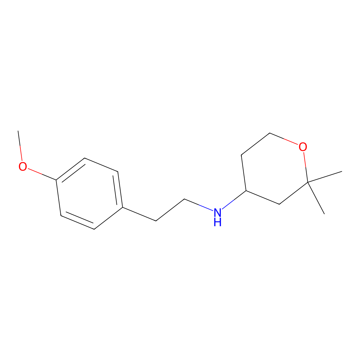 N-[2-(4-methoxyphenyl)ethyl]-2,2-dimethyloxan-4-amine molecular structure, CAS 100095-38-3
