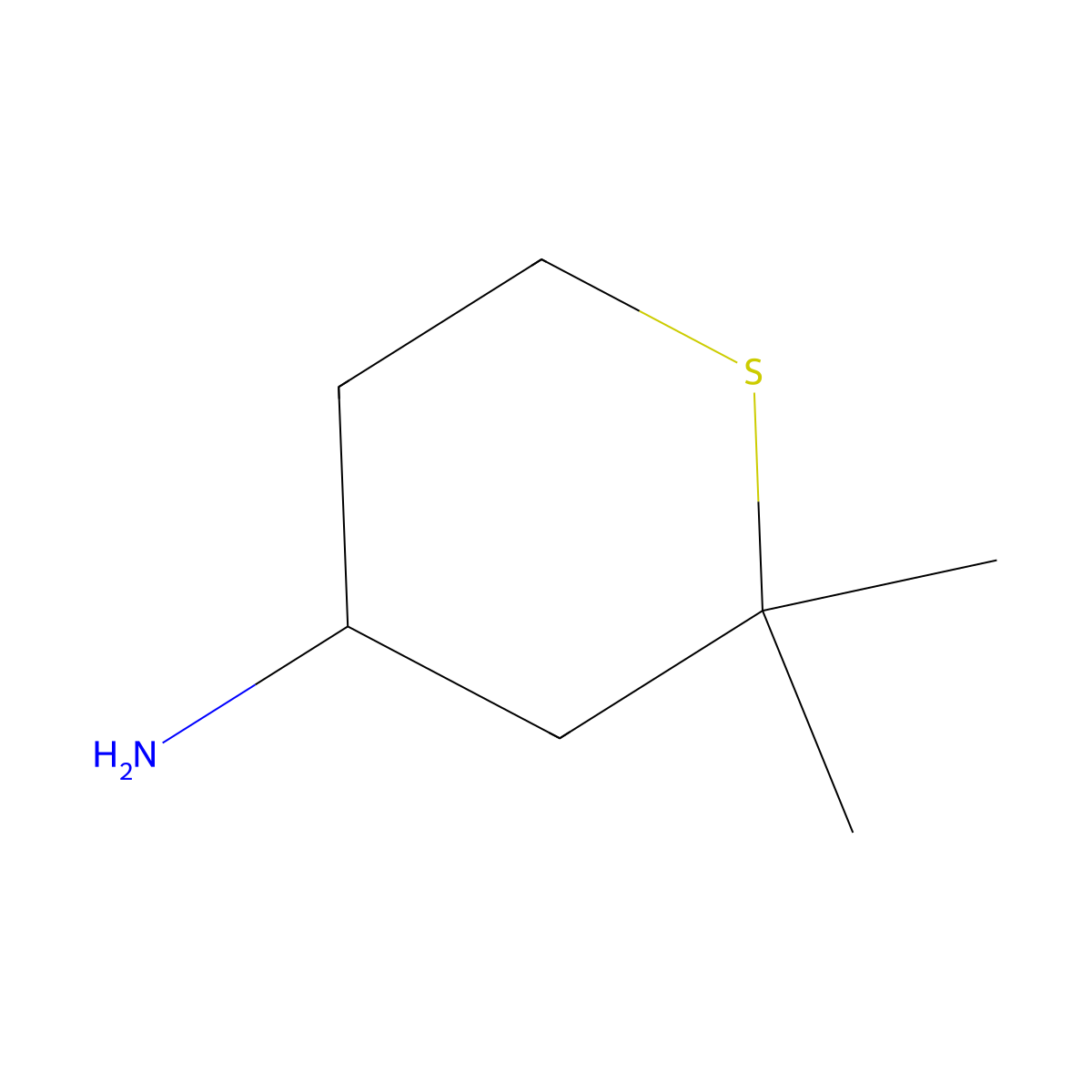 2,2-Dimethylthian-4-amine molecular structure, CAS 100095-58-7
