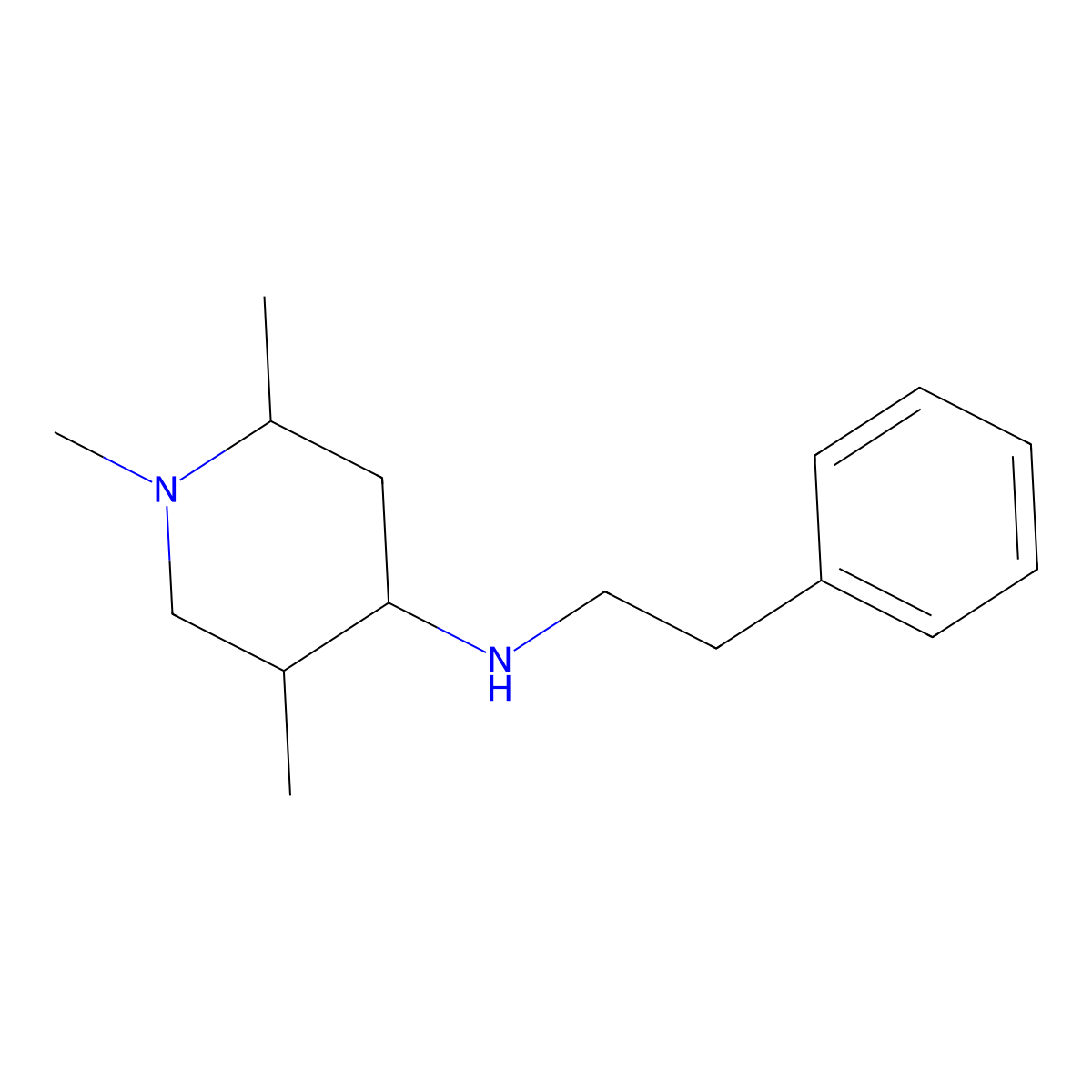 Phenethyl-(1,2,5-trimethyl-piperidin-4-yl)-amine molecular structure, CAS 100096-38-6