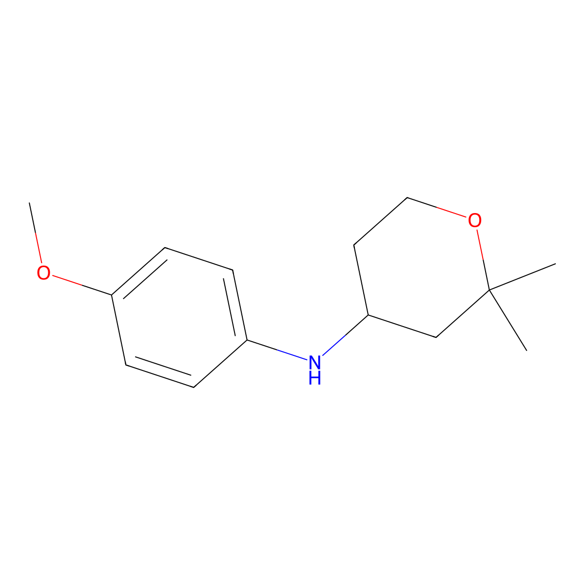 N-(4-Methoxyphenyl)-2,2-dimethyloxan-4-amine molecular structure, CAS 100096-41-1