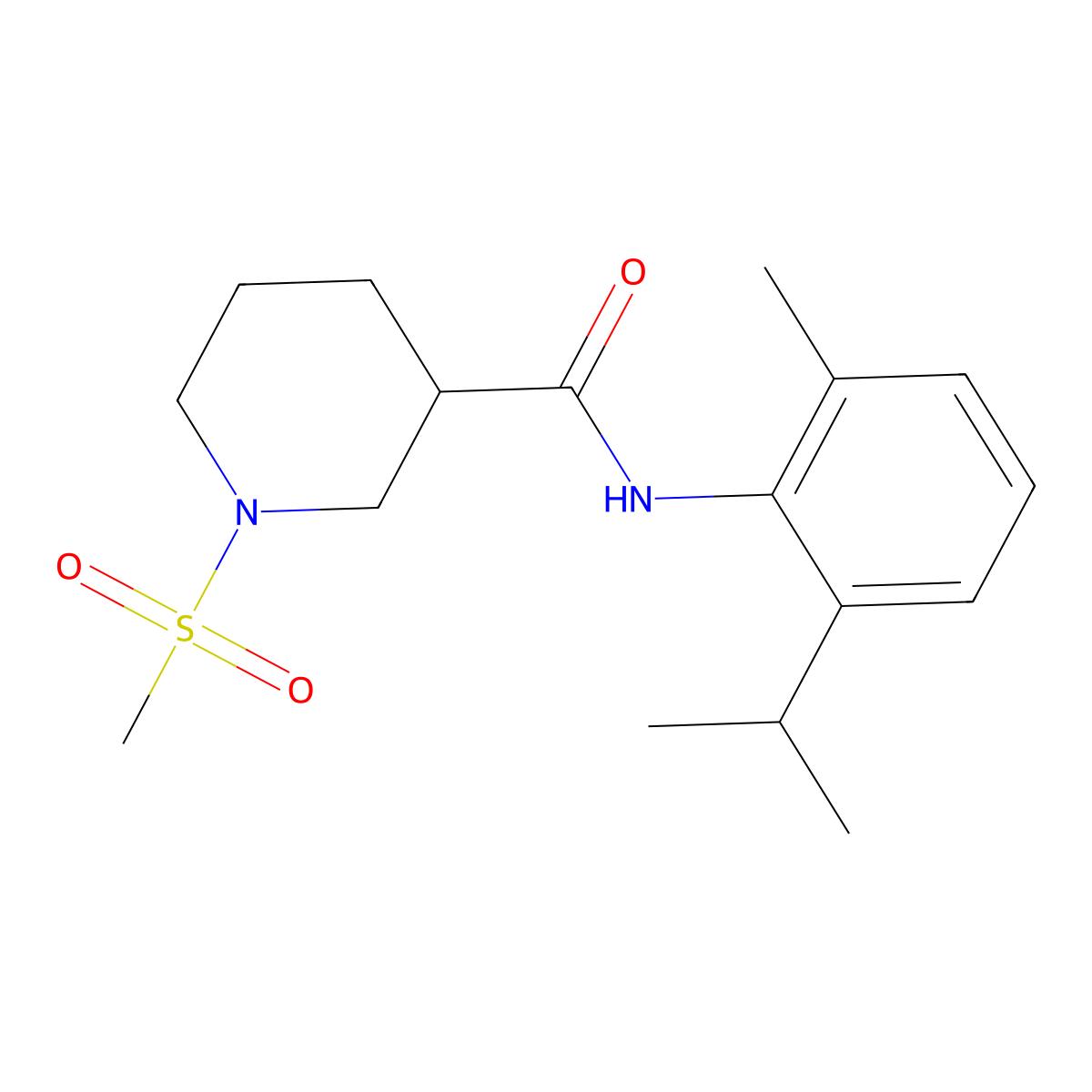 N-[2-methyl-6-(propan-2-yl)phenyl]-1-(methylsulfonyl)piperidine-3-carboxamide molecular structure, CAS 1000961-55-6