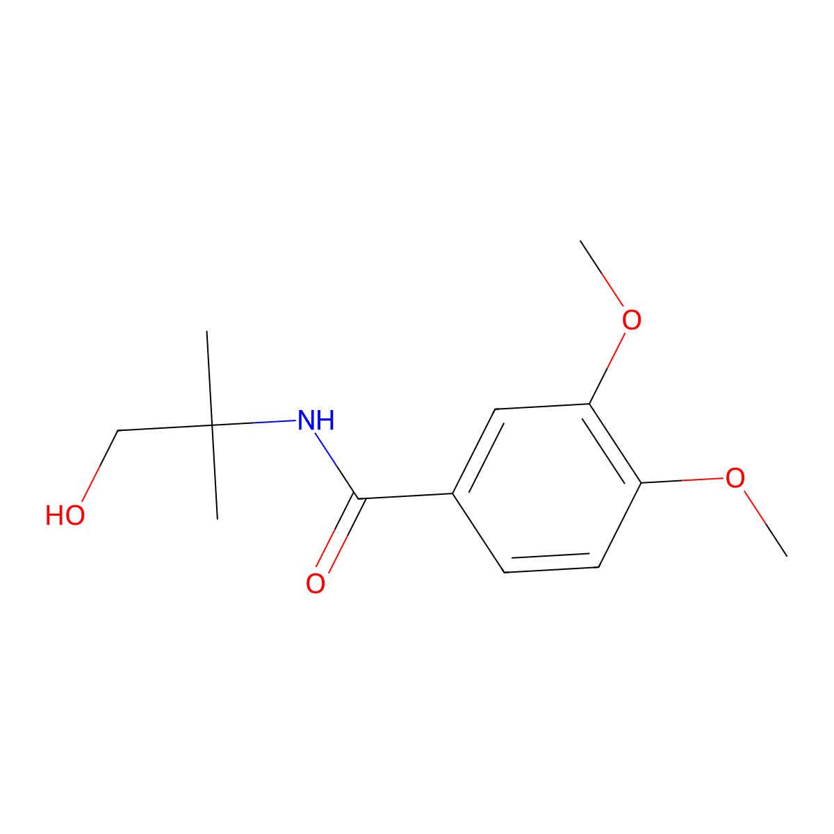 Benzamide, N-(2-hydroxy-1,1-dimethylethyl)-3,4-dimethoxy- molecular structure, CAS 100098-63-3