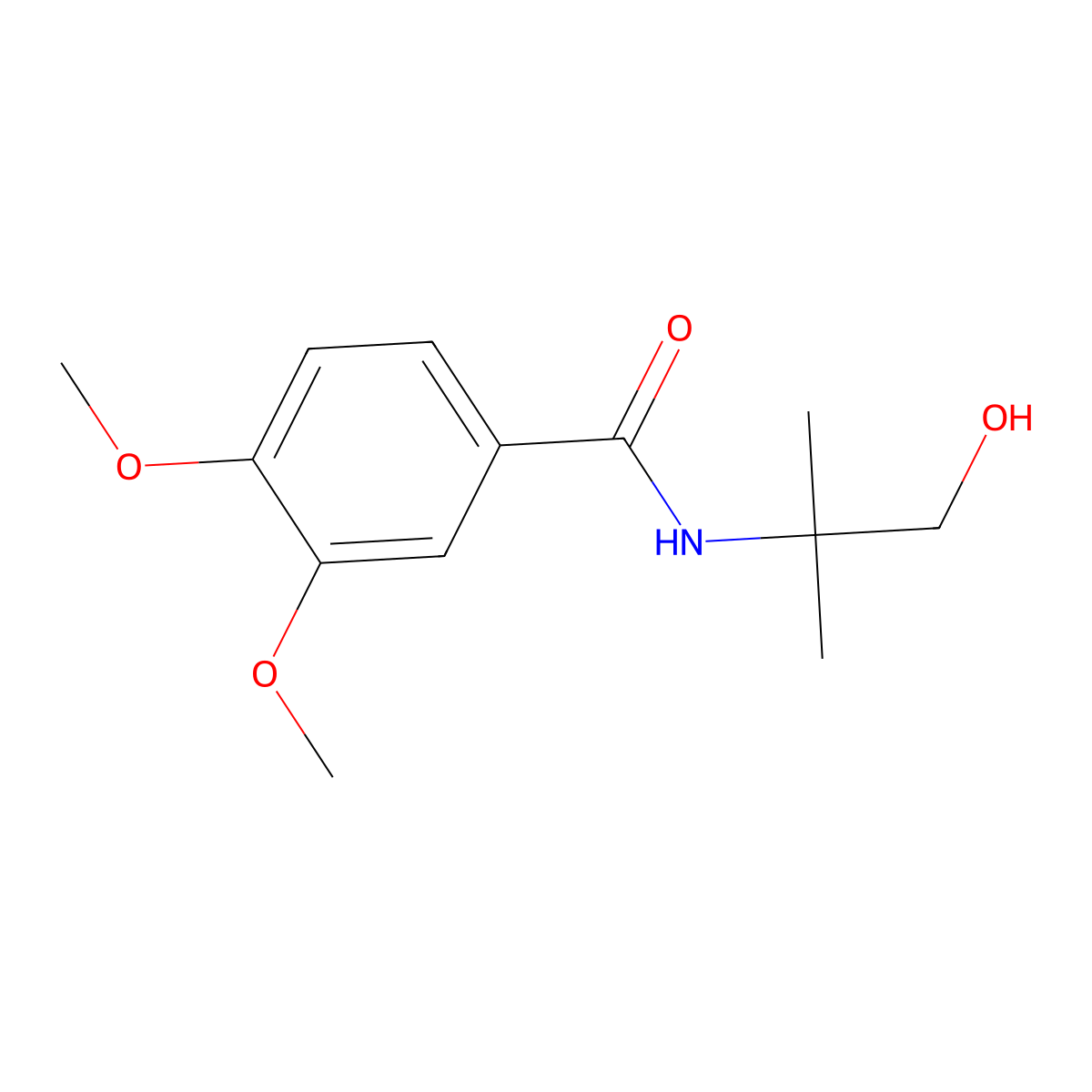 Benzamide, N-(2-hydroxy-1,1-dimethylethyl)-3,4-dimethoxy- molecular structure, CAS 100098-63-3