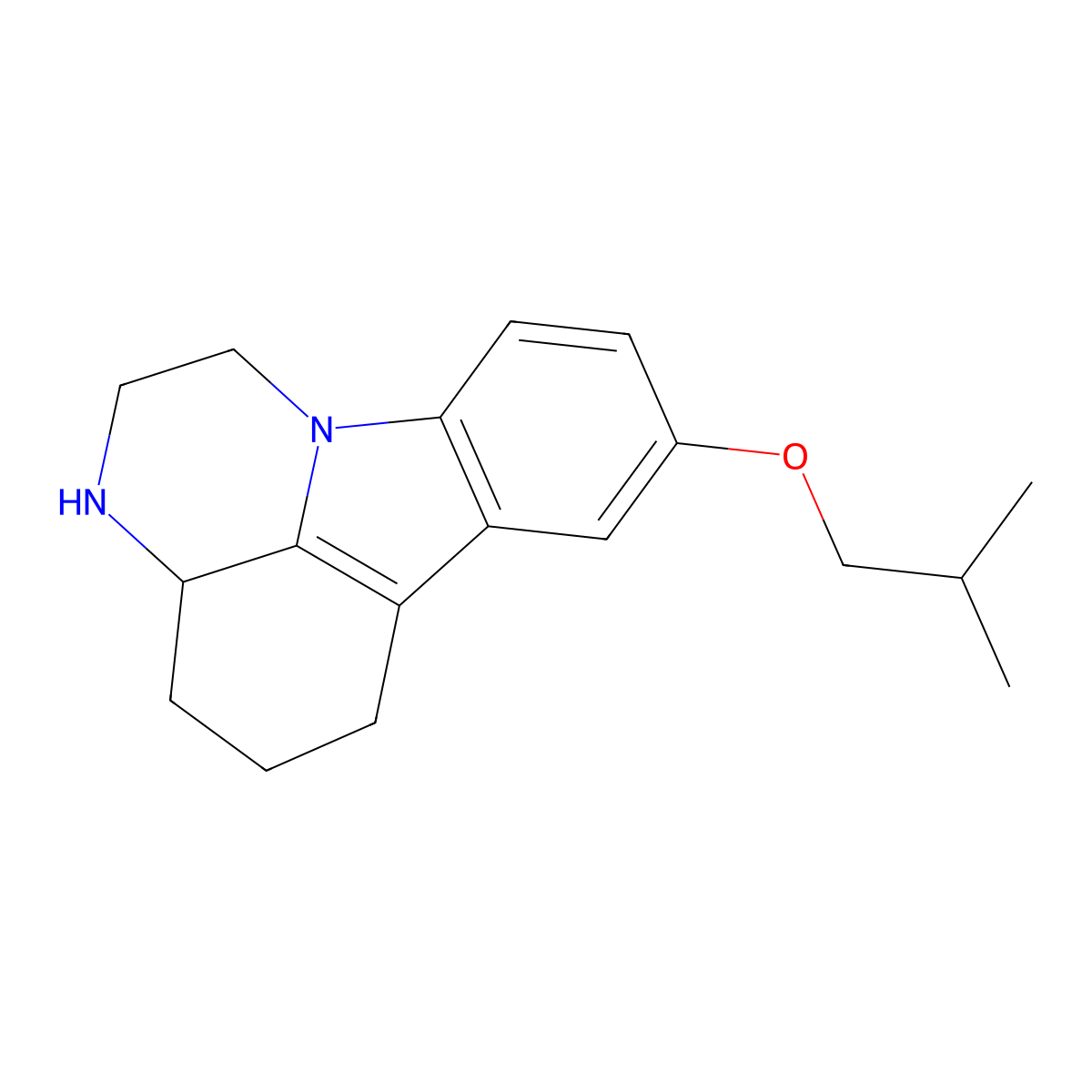 8-Isobutoxy-2,3,3a,4,5,6-hexahydro-1H-pyrazino[3,2,1-jk]carbazole molecular structure, CAS 100098-90-6