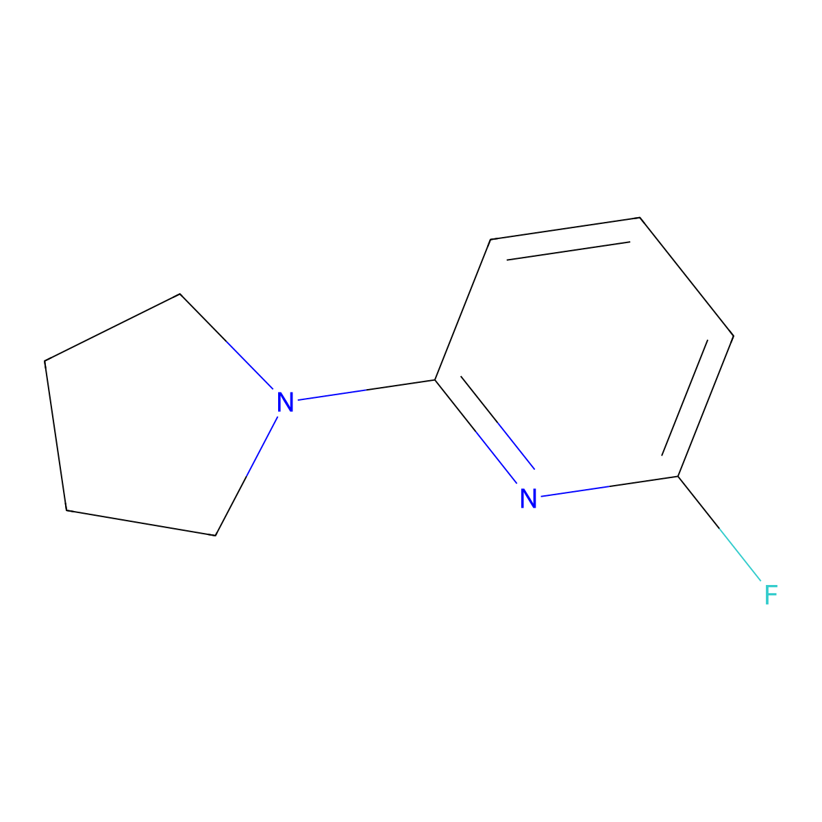 2-Fluoro-6-(pyrrolidin-1-yl)pyridine molecular structure, CAS 1000981-50-9