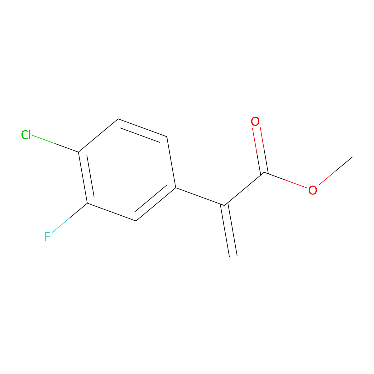 Methyl 2-(4-chloro-3-fluorophenyl)acrylate molecular structure, CAS 1000985-09-0