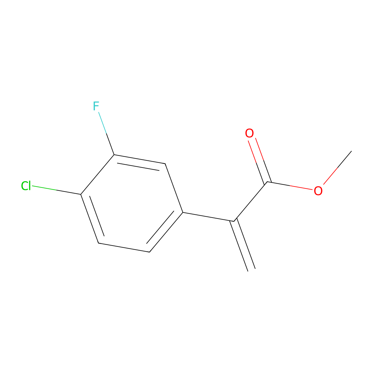 Methyl 2-(4-chloro-3-fluorophenyl)acrylate molecular structure, CAS 1000985-09-0