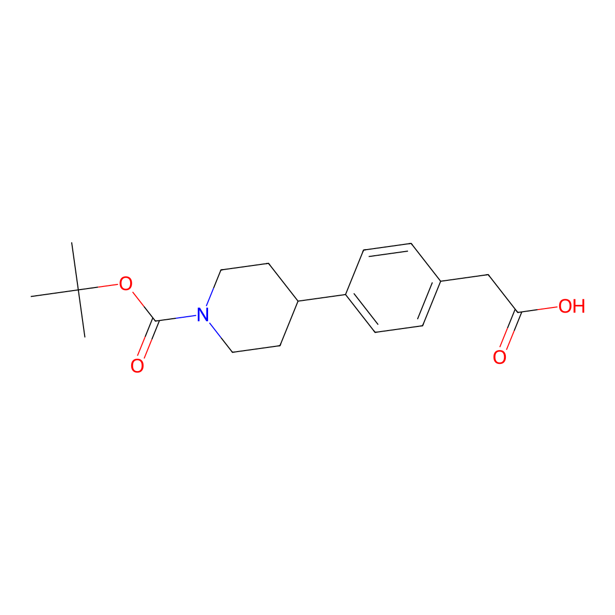 2-(4-(1-(Tert-butoxycarbonyl)piperidin-4-yl)phenyl)acetic acid molecular structure, CAS 1000991-31-0