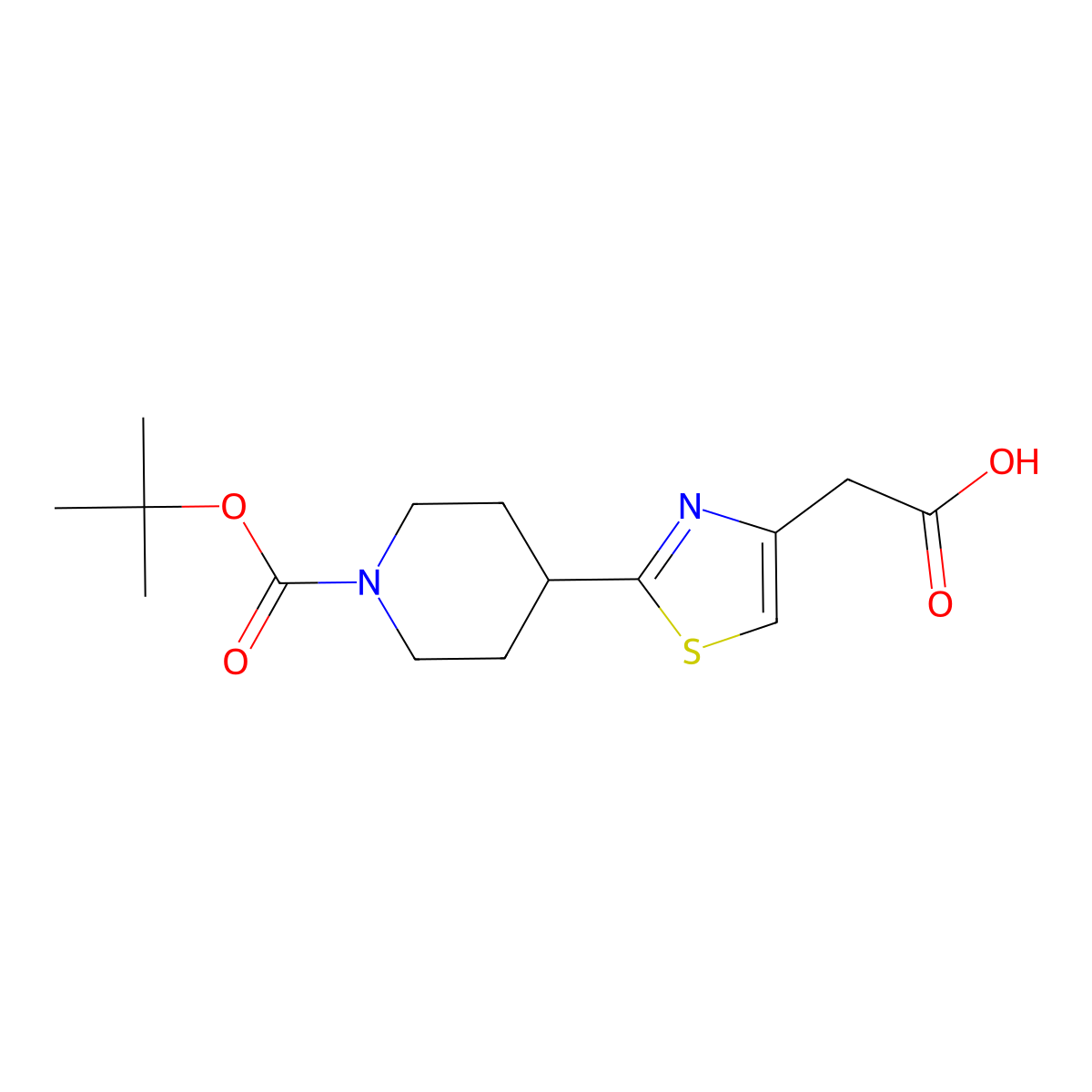 2-(2-(1-(tert-Butoxycarbonyl)piperidin-4-yl)thiazol-4-yl)acetic acid molecular structure, CAS 1000991-57-0