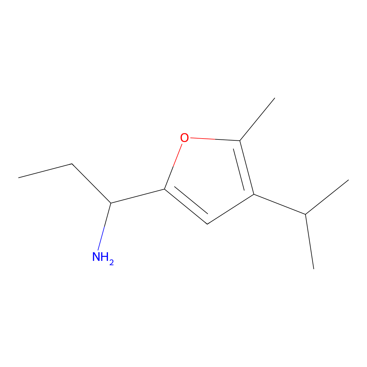 (R)-1-(4-Isopropyl-5-methylfuran-2-yl)propan-1-amine molecular structure, CAS 1000993-69-0