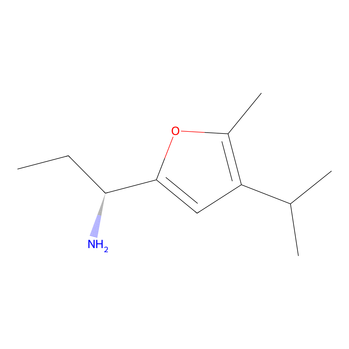 (R)-1-(4-Isopropyl-5-methylfuran-2-yl)propan-1-amine molecular structure, CAS 1000993-69-0