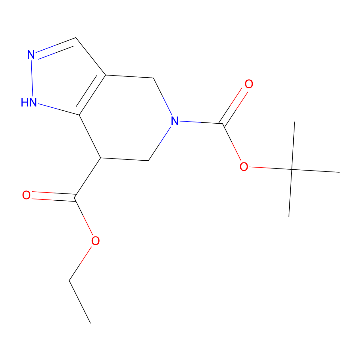 5-tert-Butyl 7-ethyl 6,7-dihydro-1H-pyrazolo[4,3-c]pyridine-5,7(4H)-dicarboxylate molecular structure, CAS 1000994-24-0