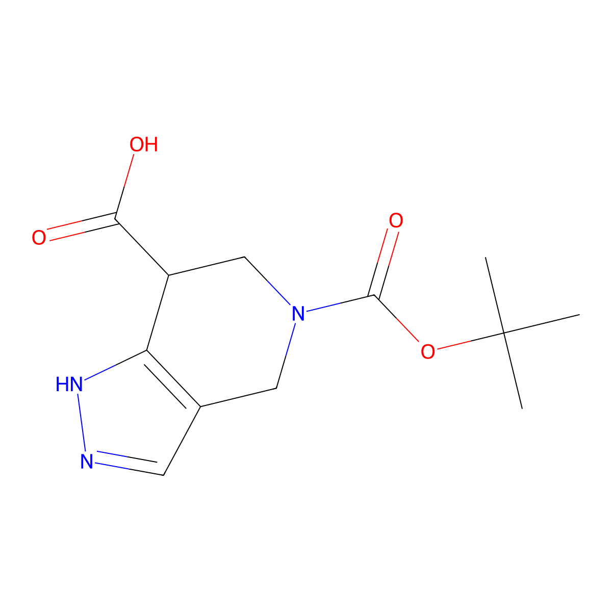 5-(tert-butoxycarbonyl)-4,5,6,7-tetrahydro-2H-pyrazolo[4,3-c]pyridine-7-carboxylic acid molecular structure, CAS 1000994-25-1