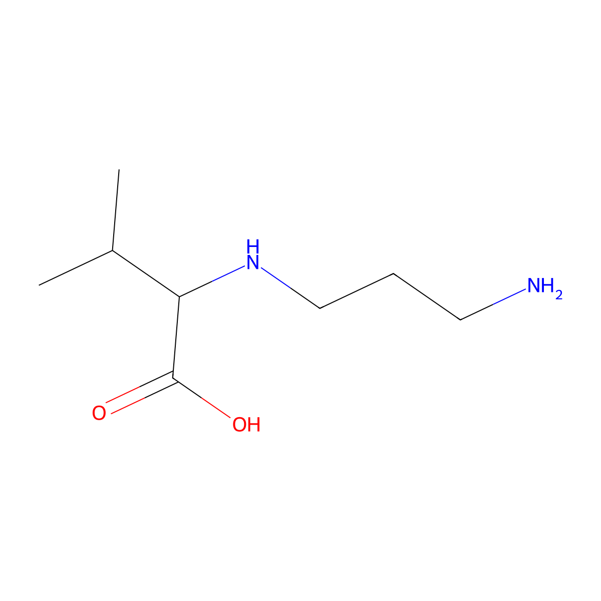 (2S)-2-[(3-aminopropyl)amino]-3-methylbutanoic acid molecular structure, CAS 1000995-17-4