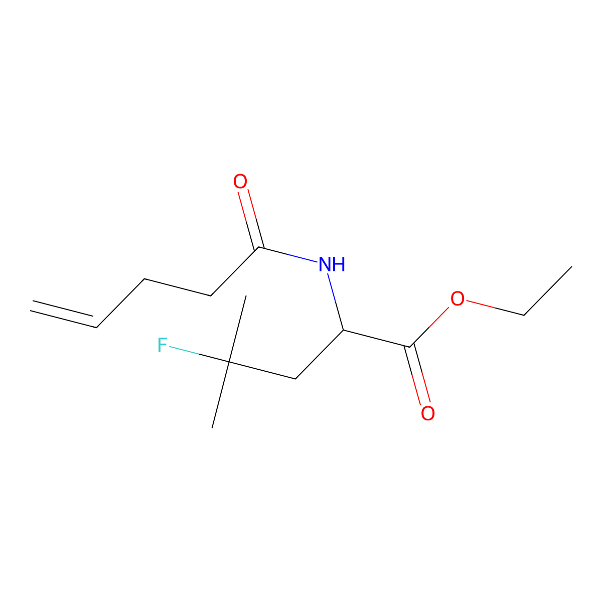 Ethyl 4-fluoro-4-methyl-2-pent-4-enamidopentanoate molecular structure, CAS 1000995-94-7