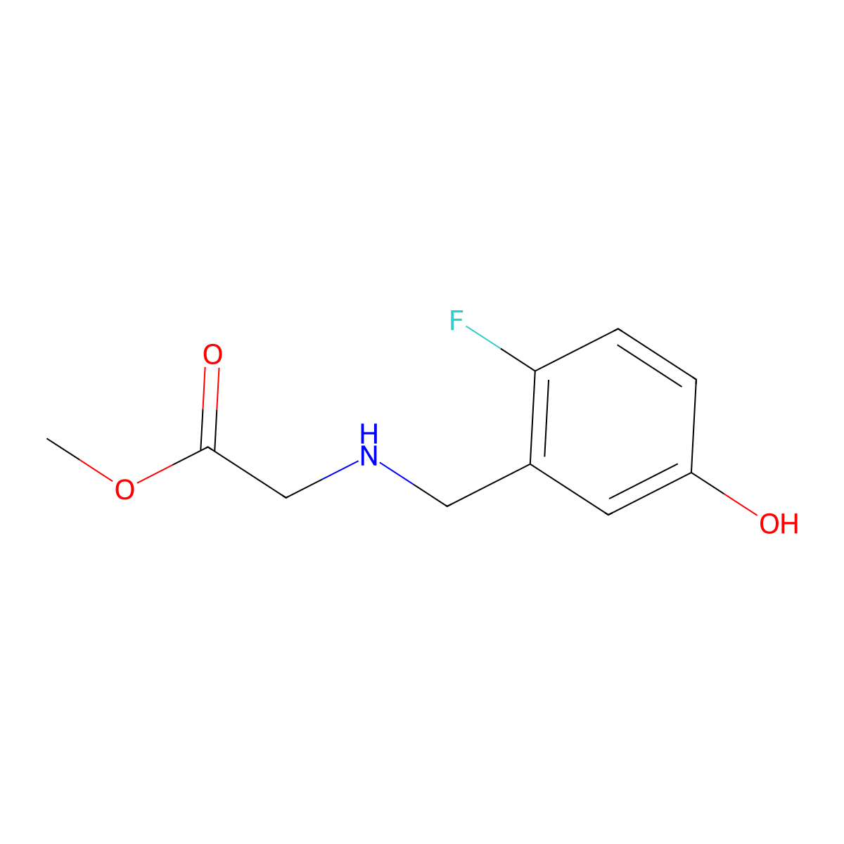 Methyl (2-fluoro-5-hydroxybenzyl)glycinate molecular structure, CAS 1000998-70-8
