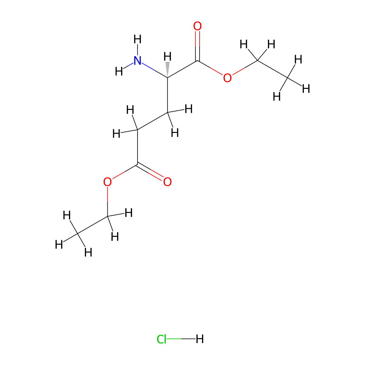 (R)-Diethyl 2-aminopentanedioate hydrochloride molecular structure, CAS 1001-19-0