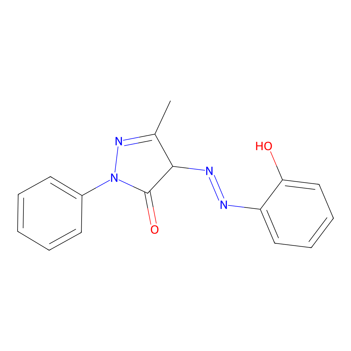 2,4-dihydro-4-[(2-hydroxyphenyl)azo]-5-methyl-2-phenyl-3H-pyrazol-3-one molecular structure, CAS 10010-74-9