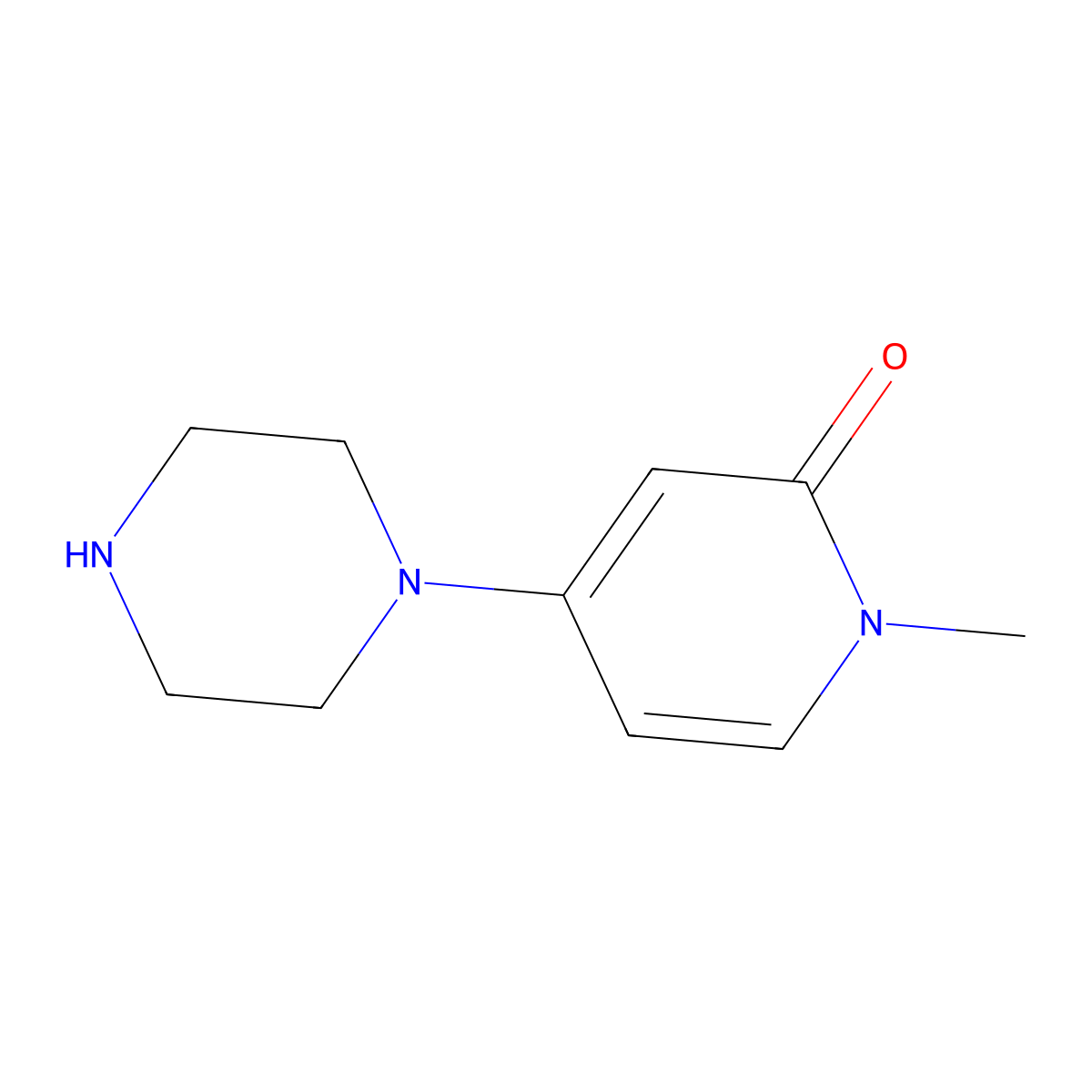 1-Methyl-4-(piperazin-1-yl)-1,2-dihydropyridin-2-one molecular structure, CAS 1001003-46-8