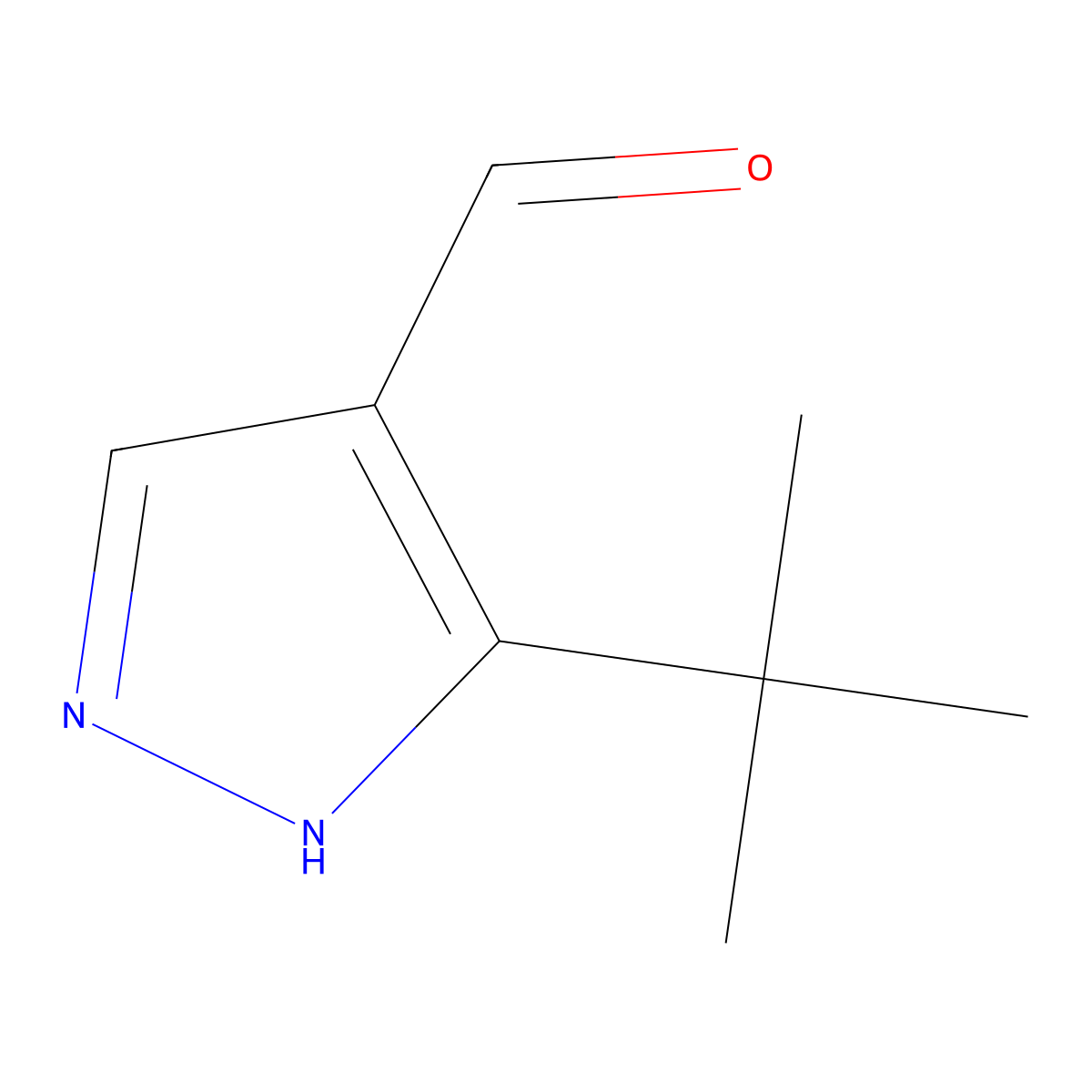 3-tert-butyl-1H-pyrazole-4-carbaldehyde molecular structure, CAS 1001020-17-2