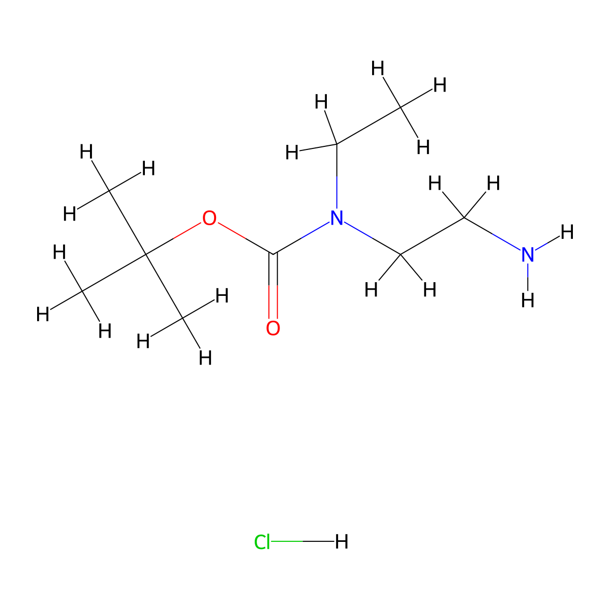 tert-Butyl (2-aminoethyl)(ethyl)carbamate hydrochloride molecular structure, CAS 1001020-32-1