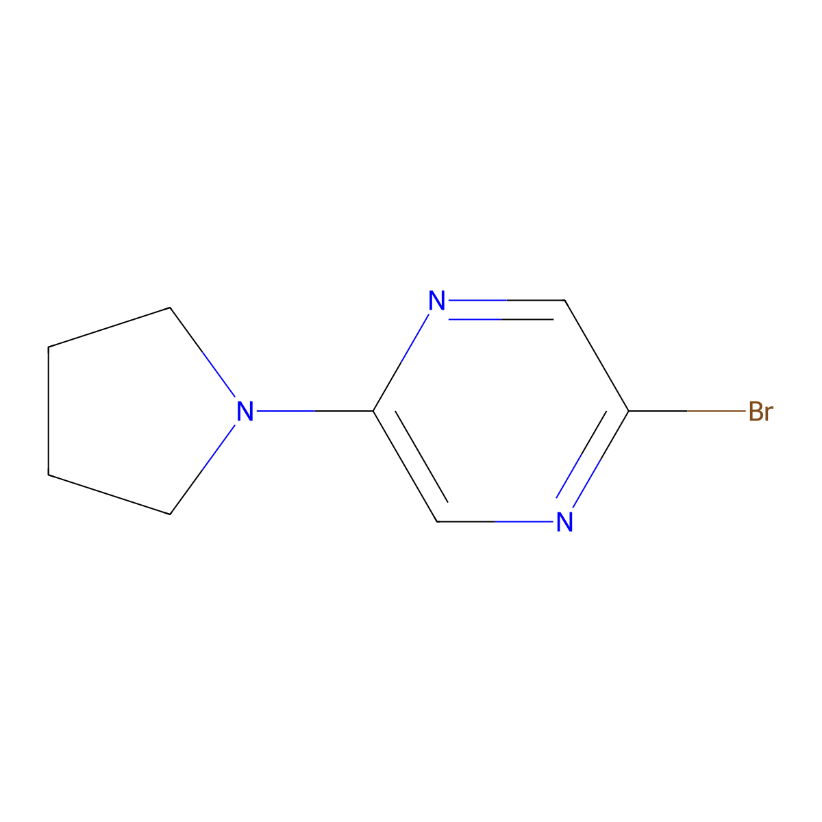 2-Bromo-5-(pyrrolidin-1-YL)pyrazine molecular structure, CAS 1001050-21-0