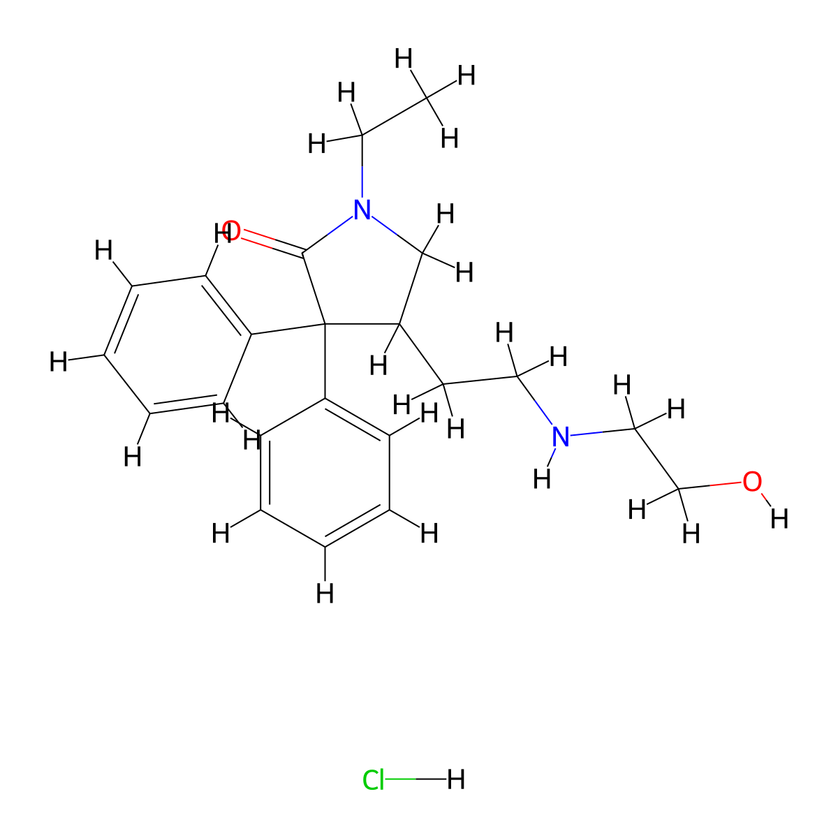 1-Ethyl-4-(2-((2-hydroxyethyl)amino)ethyl)-3,3-diphenylpyrrolidin-2-one hydrochloride molecular structure, CAS 100106-91-0