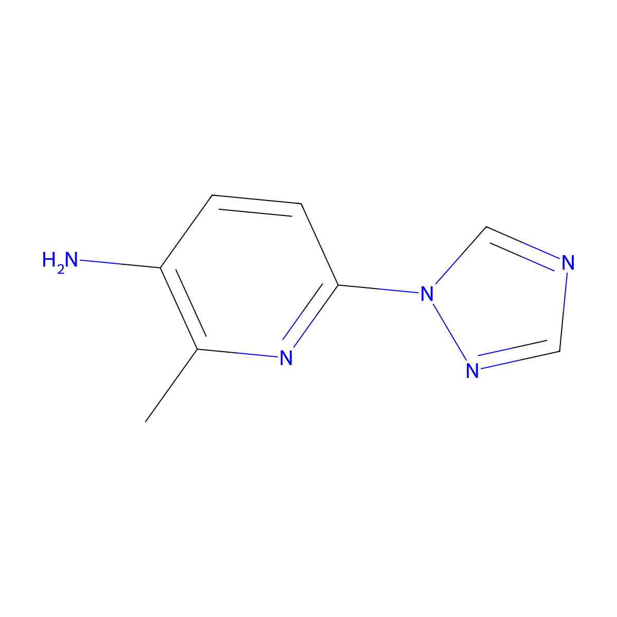 2-methyl-6-(1H-1,2,4-triazol-1-yl)pyridin-3-amine molecular structure, CAS 1001067-59-9