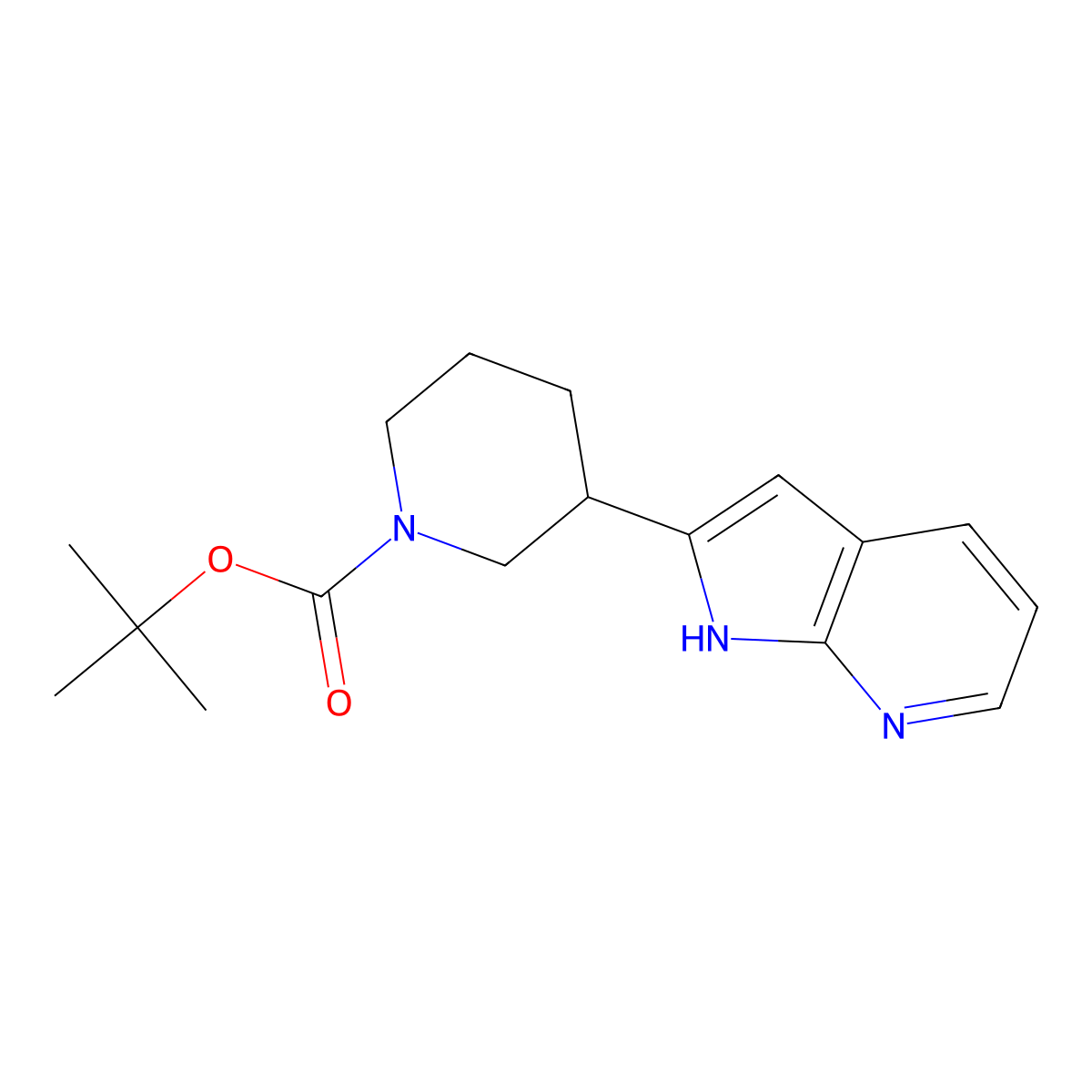 tert-butyl 3-(1H-pyrrolo[2,3-b]pyridin-2-yl)piperidine-1-carboxylate molecular structure, CAS 1001070-14-9