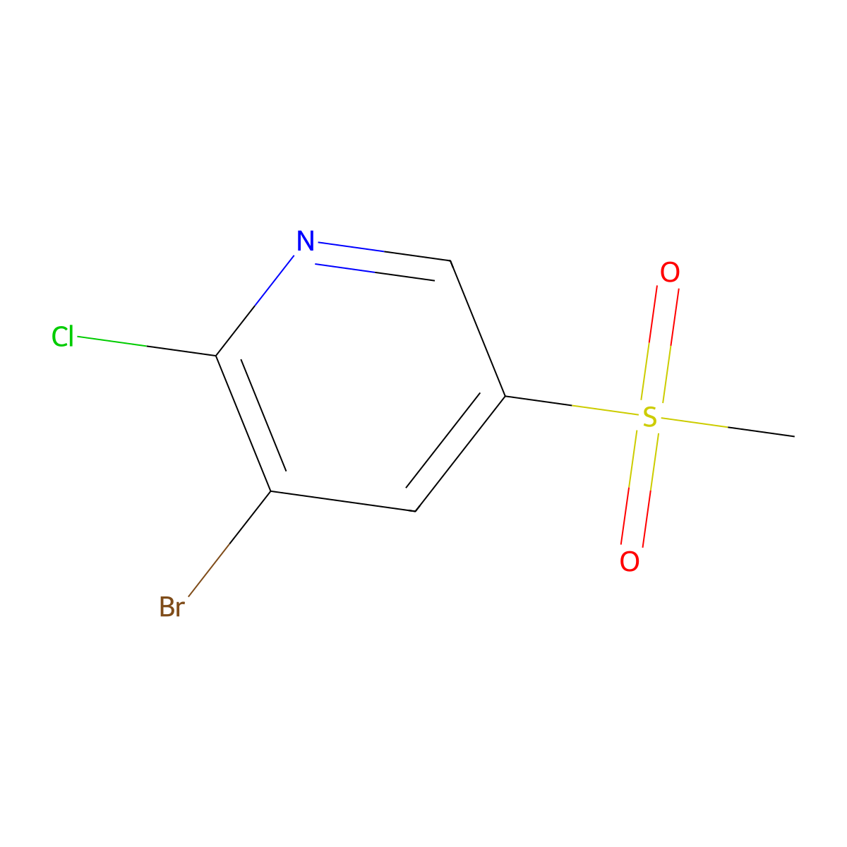 3-Bromo-2-chloro-5-methanesulfonylpyridine molecular structure, CAS 1001076-86-3