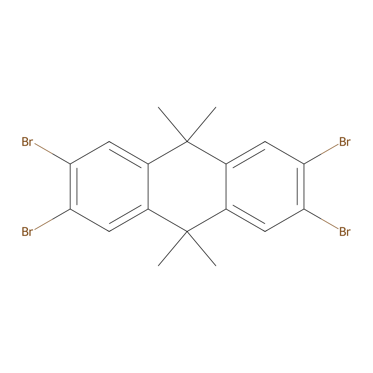 2,3,6,7-Tetrabromo-9,9,10,10-tetramethyl-9,10-dihydroanthracene molecular structure, CAS 1001080-74-5