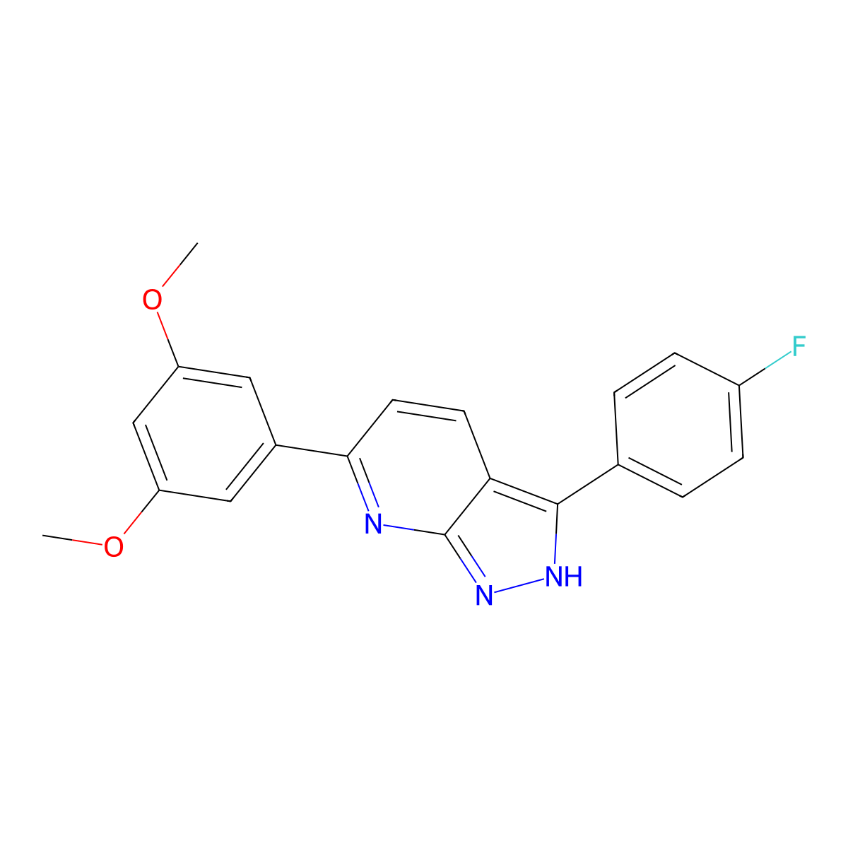 6-(3,5-Dimethoxyphenyl)-3-(4-fluorophenyl)-1H-pyrazolo[3,4-b]pyridine molecular structure, CAS 1001083-74-4