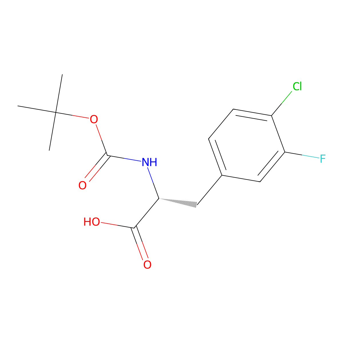 N-Boc-4-chloro-3-fluoro-D-phenylalanine molecular structure, CAS 1001123-84-7