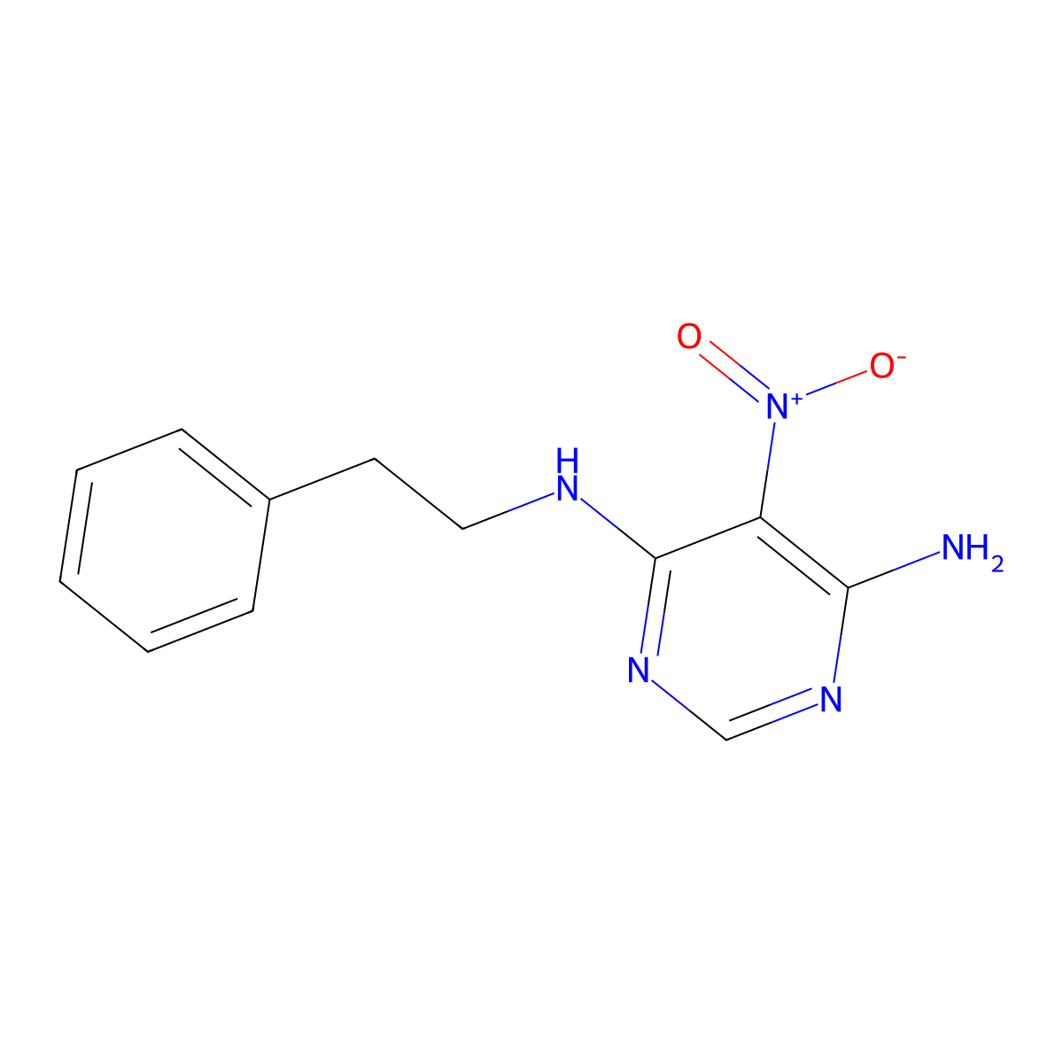 5-nitro-N-(2-phenylethyl)pyrimidine-4,6-diamine molecular structure, CAS 100115-58-0